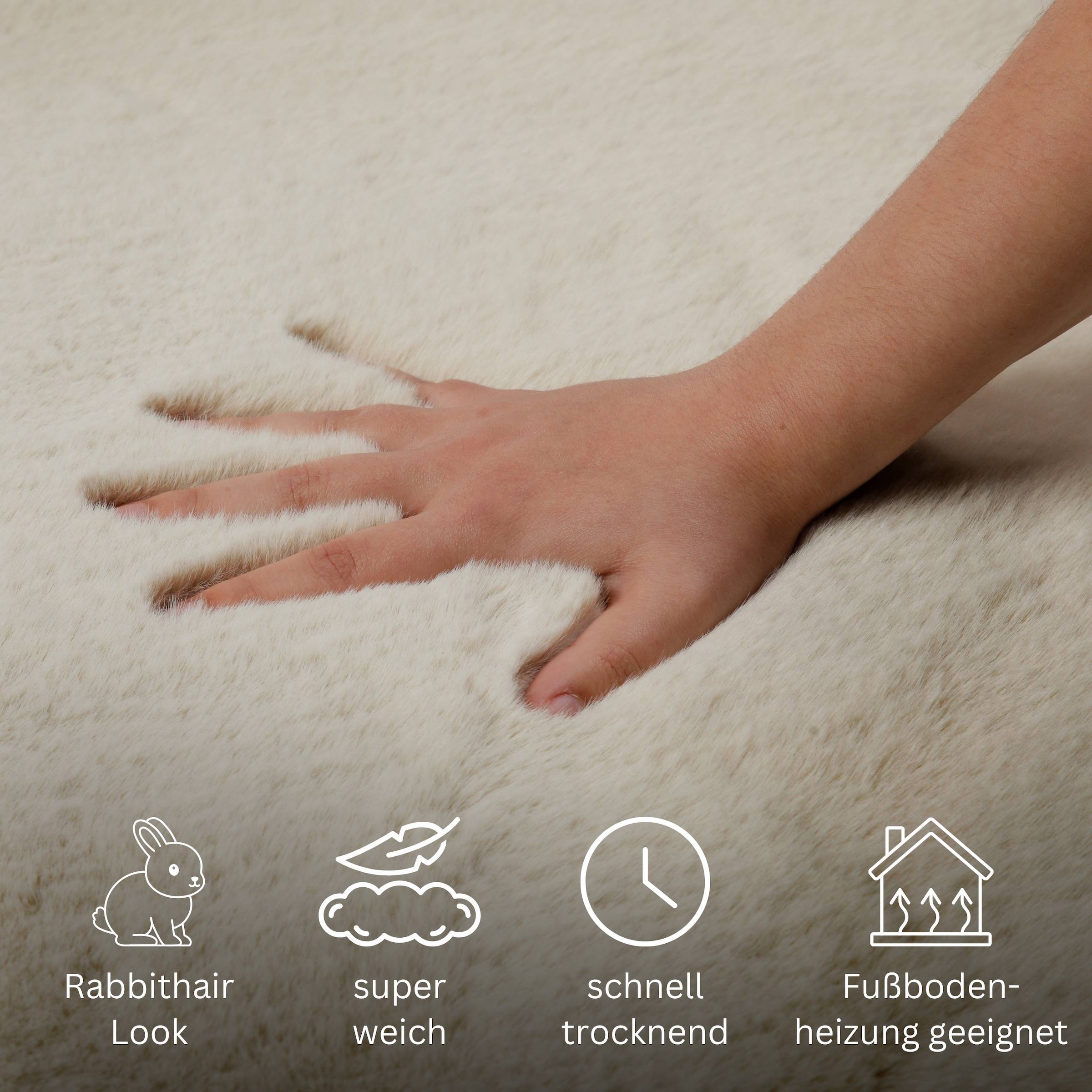 GOODproduct Tapis de bain »Lennja« Höhe 25 mm Badteppich, getuftet, Uni, antirutsch, flauschig  wie Kaninchenfell