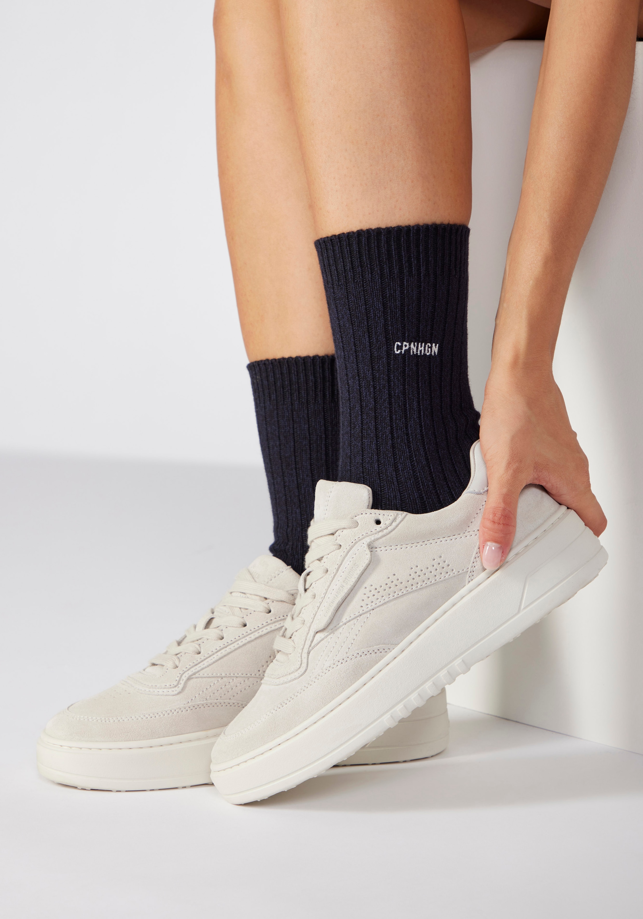 Copenhagen Studios Chaussettes basiques 1 Couple tlg. gerippt mit Logo Stickerei