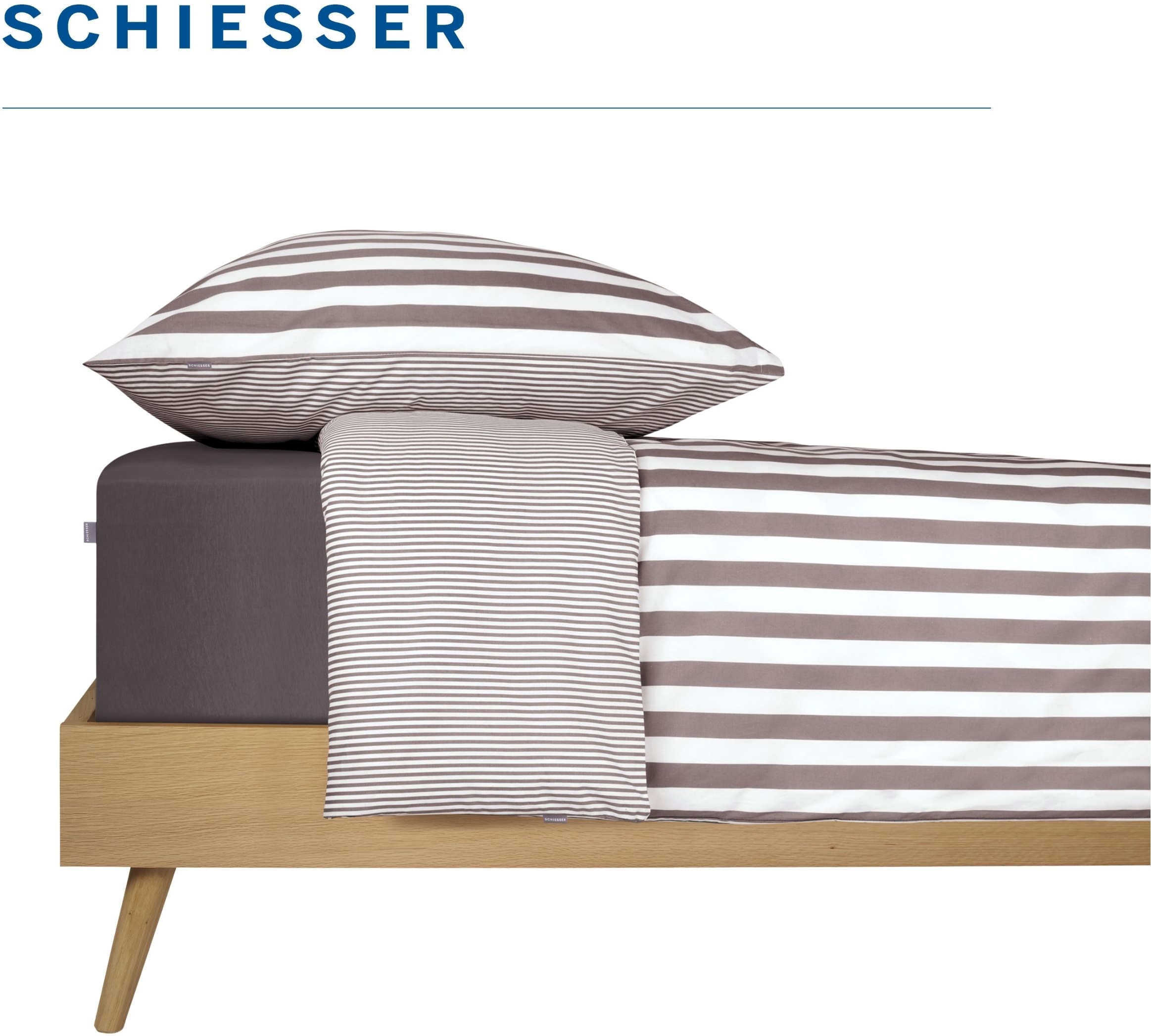 Schiesser Linge de lit réversible »Marie aus weicher Baumwolle und Streifen Allover« 2 cuis OEKO-TEX® MADE IN GREEN