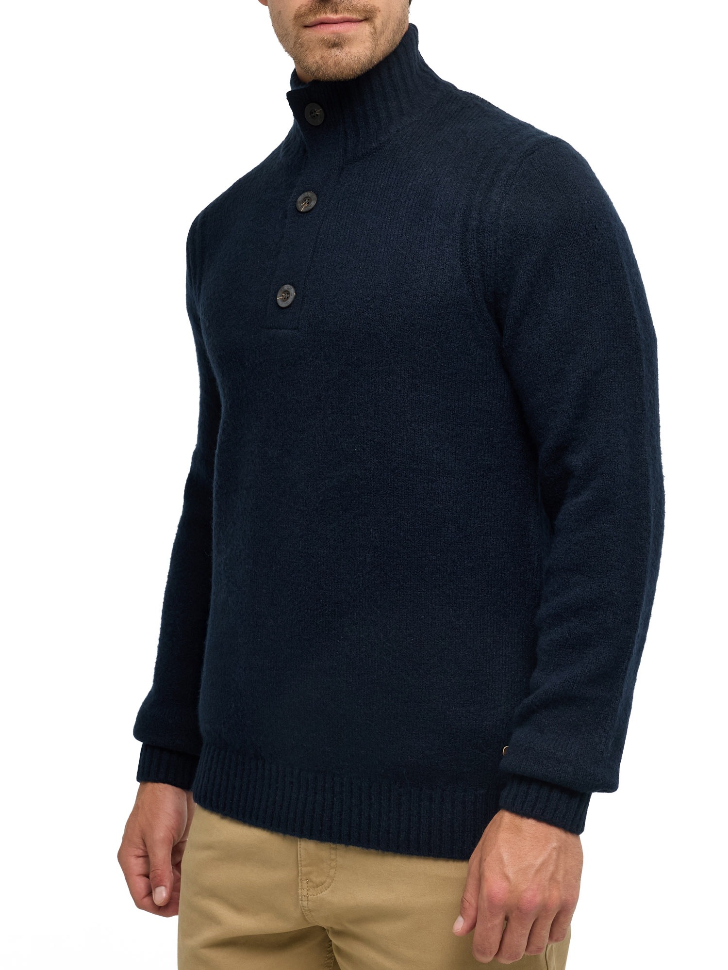 Indicode Strickpullover »INVestdale ½ placket« Materialmix, regular fit