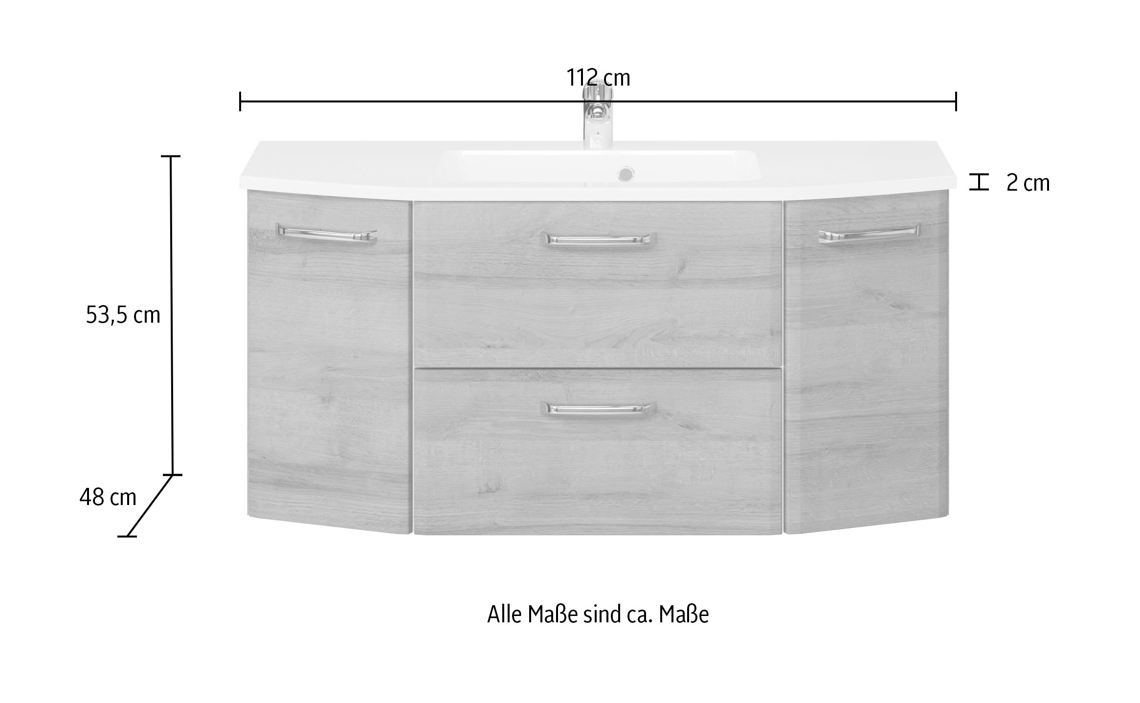 Saphir Waschtisch »Quicket 318, mit Mineralmarmorbecken, 112cm breit« 2 Stk. tlg.