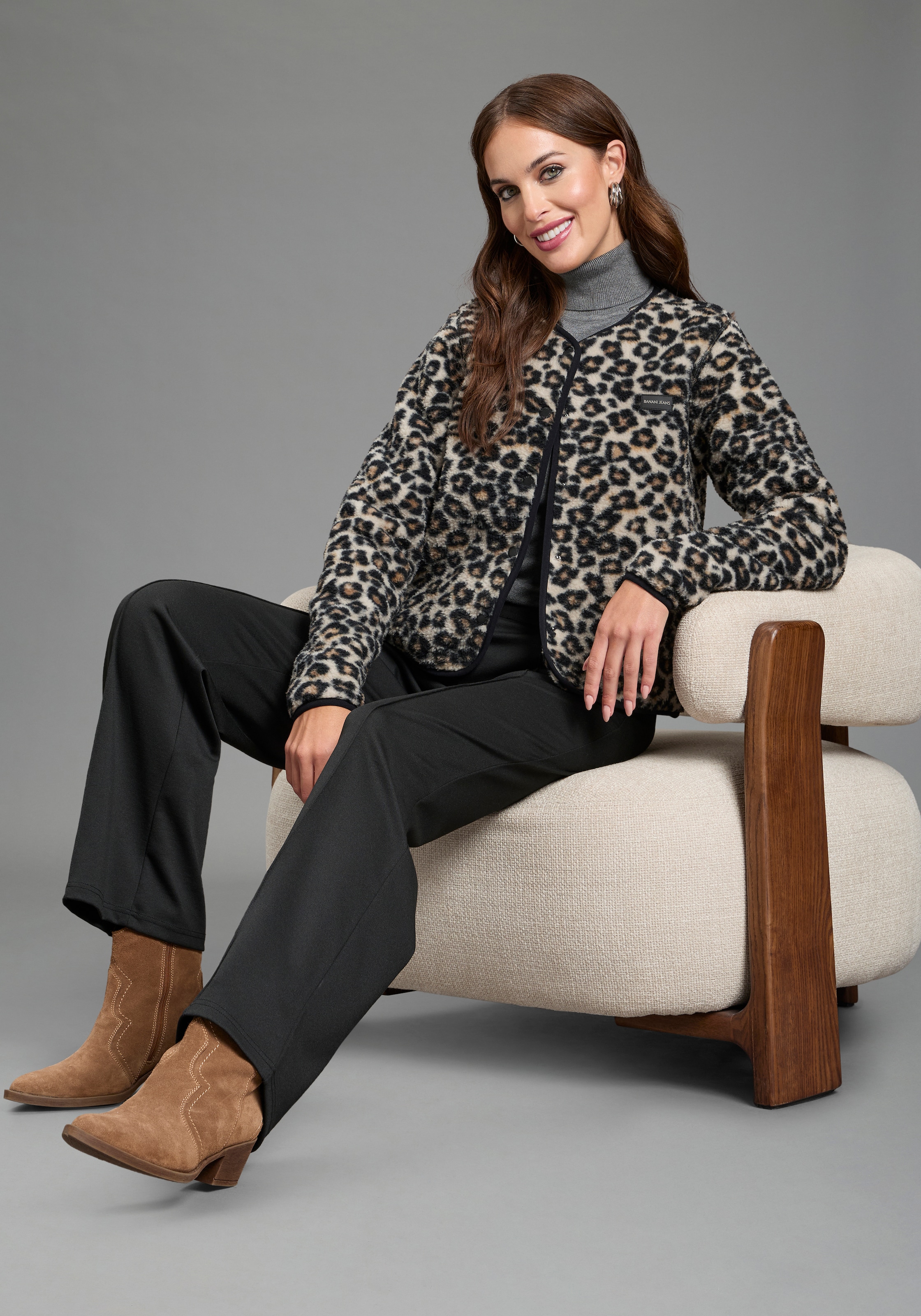 Bruno Banani Veste polaire polaire teddy duveteuse avec boutons imprimés