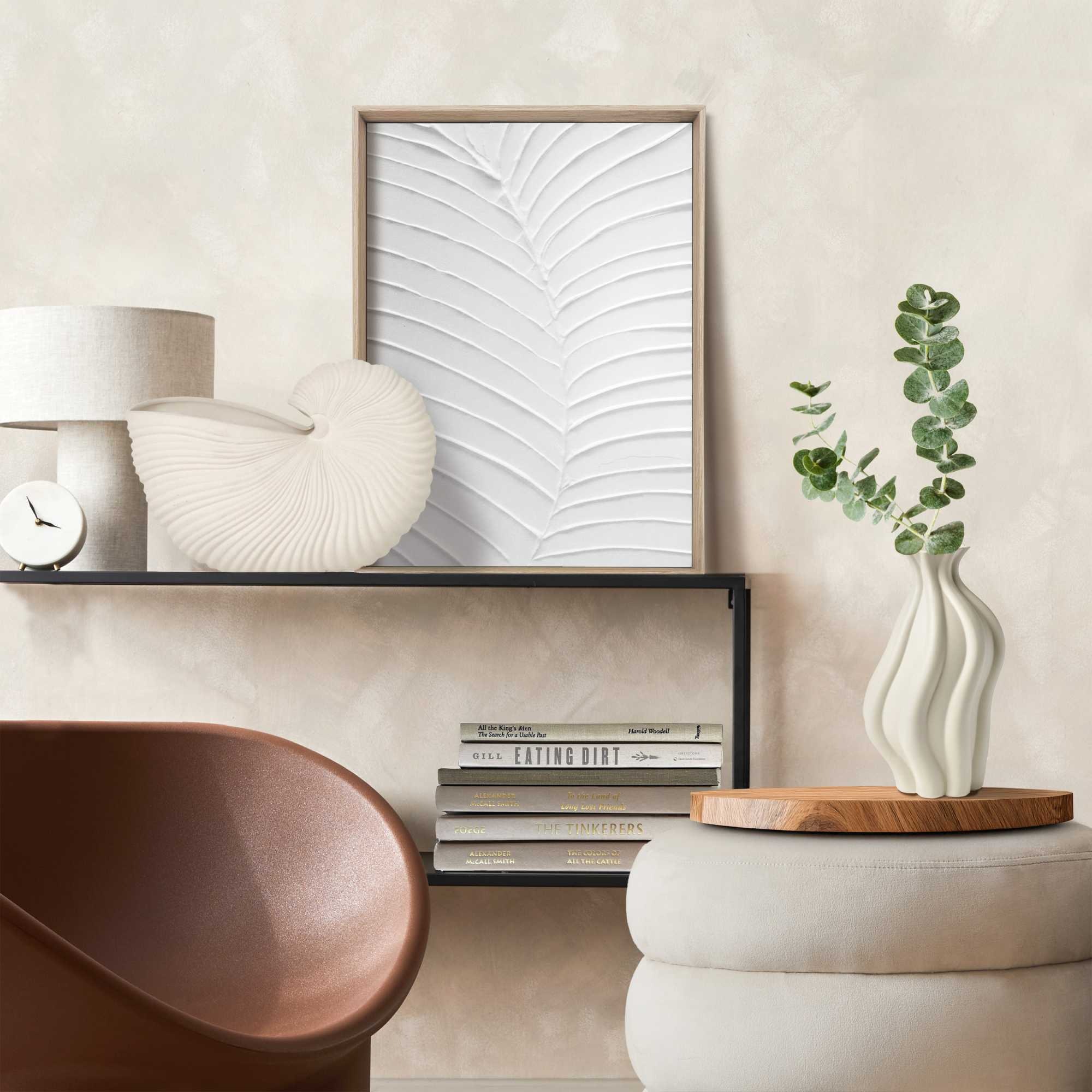 Reinders! Fresque murale »Blattadern« Wohnzimmer - Weiss - MDF - Blumen und Pflanzen - 30x40 cm