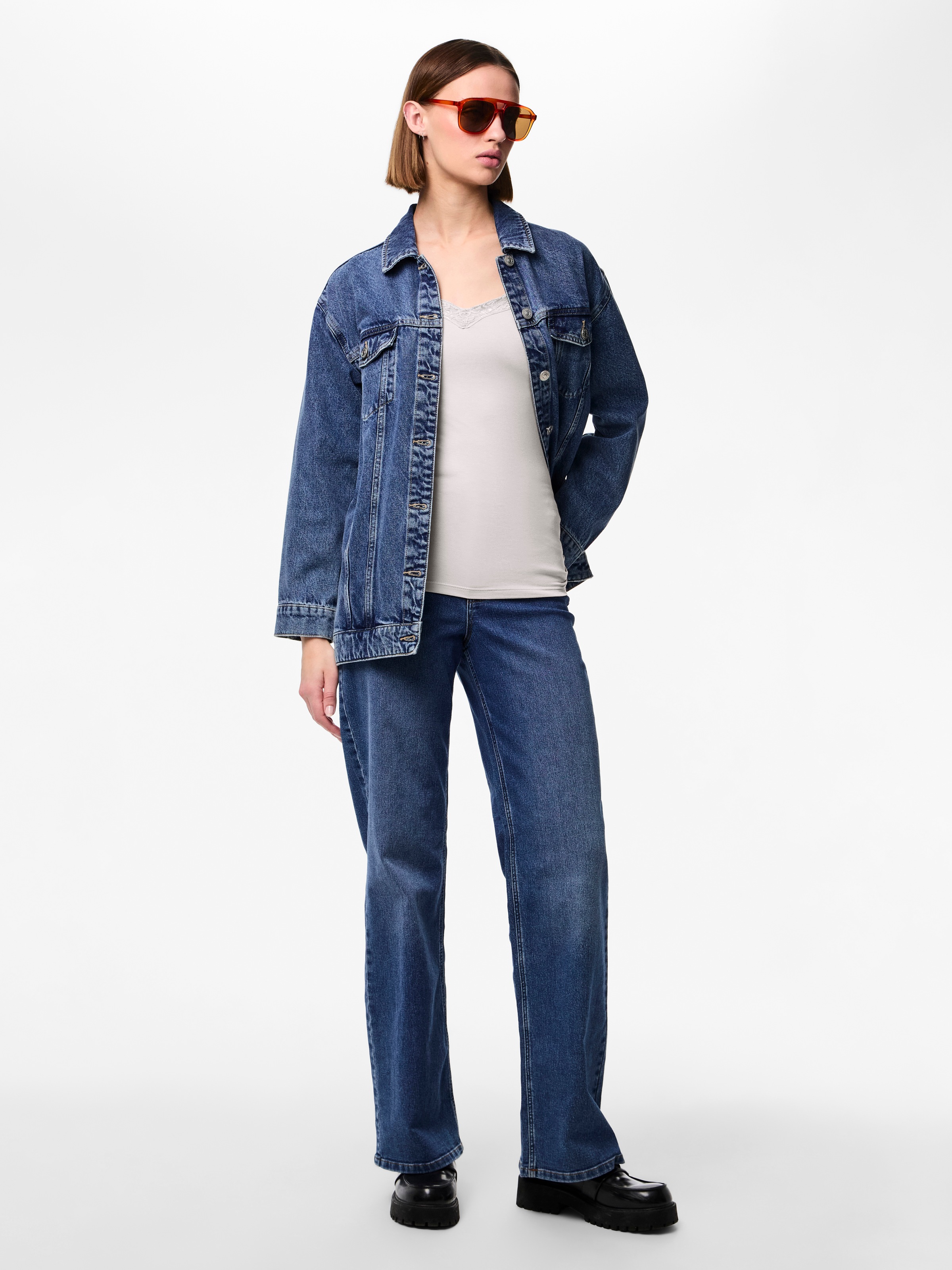 pieces Top en dentelle »PCBARBERA« Mélange de viscose, détails en dentelle
