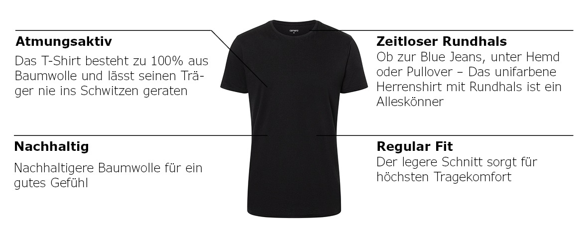Camano T-Shirt »comfort« mit Rundhalsausschnitt