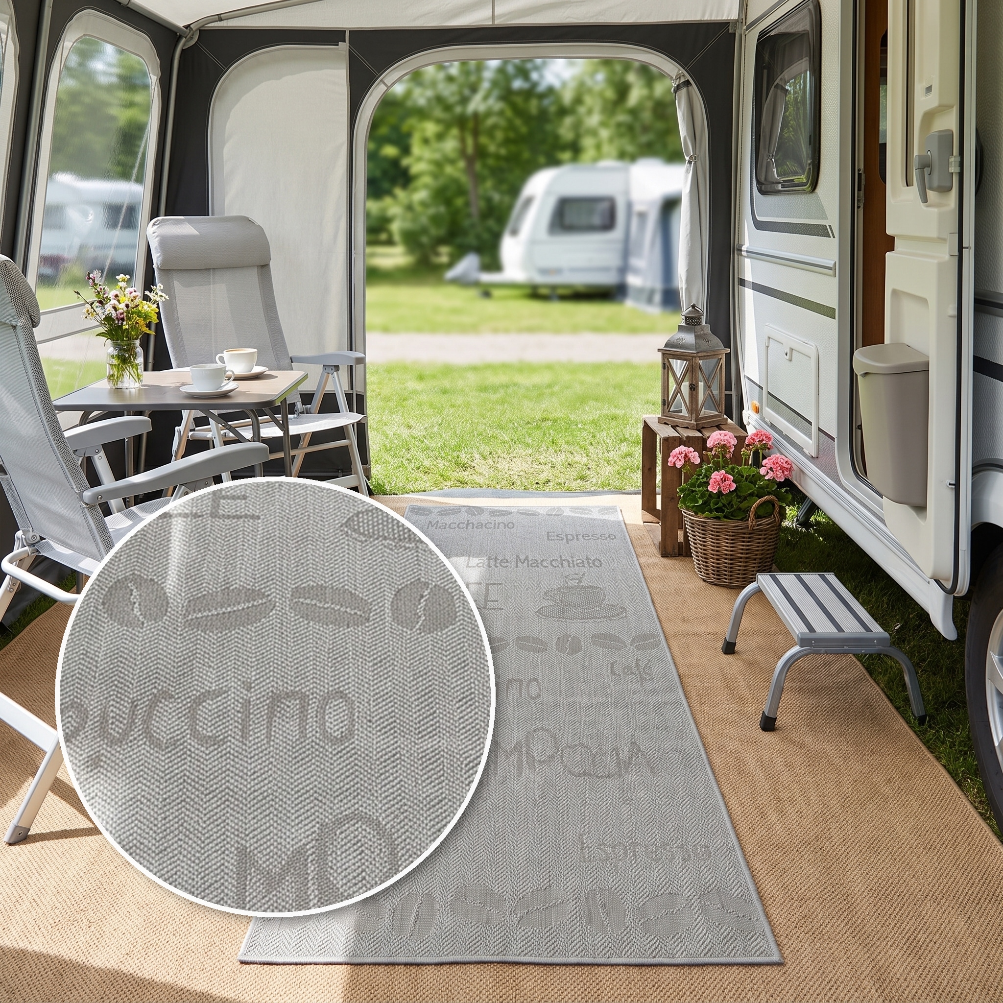 GOODproduct Chemin de table »Coffee, Kaffee-Motive, In- und Outdoor geeignet« Rectangulaire 5 mm Höhe résistant aux intempéries, résistant aux UV, coureur de cuisine, camping, balcon