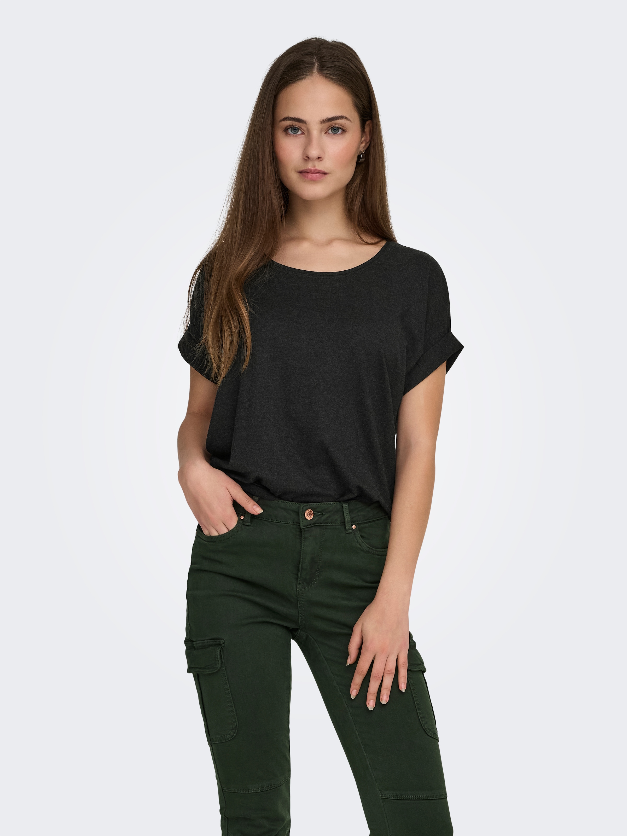 ONLY T-shirt »ONLMOSTER – T-Shirt mit melierter Optik und elastischem Material« meliert, casual, lässig geschnitten, Viskosemischung, Rundhals