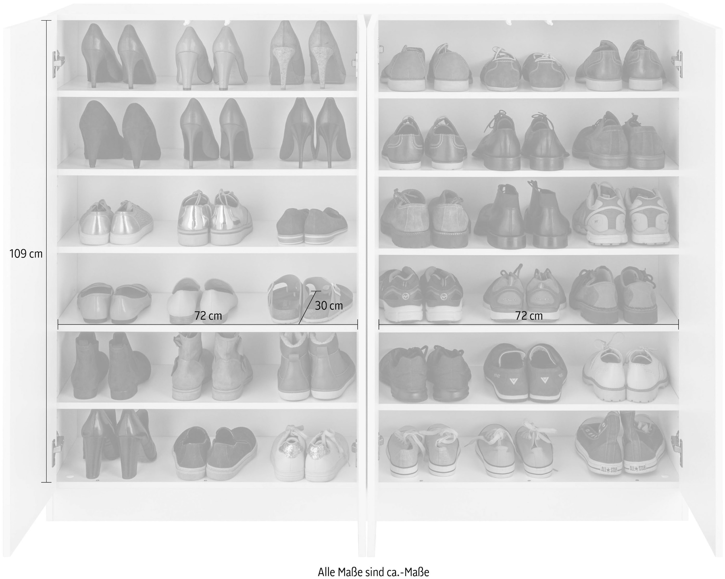 borchardt Möbel Schuhschrank »Vaasa, Schuhregal 4-türig mit 12 verstellbaren Fächern« Breite 152 cm