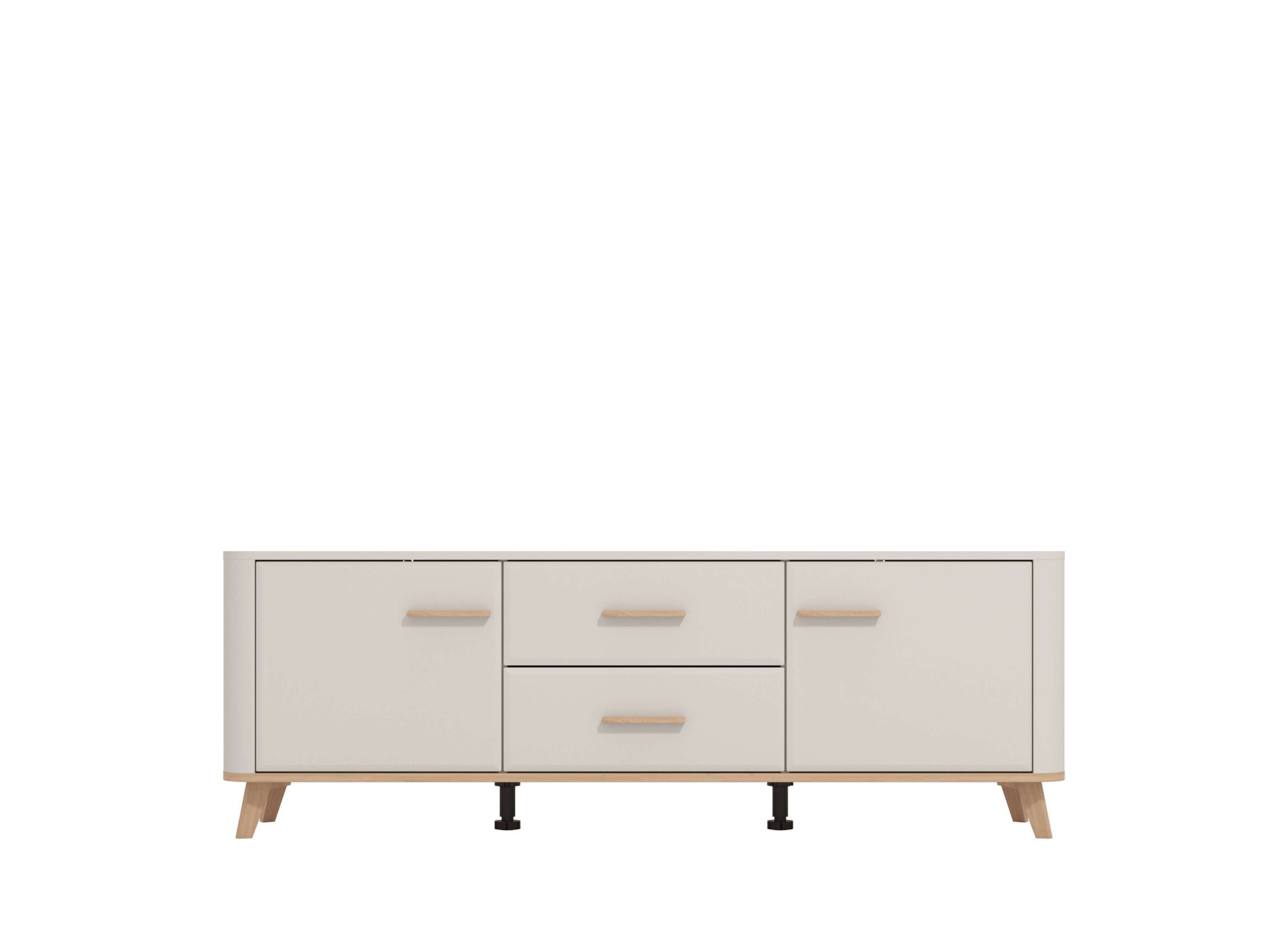 Home affaire Lowboard »Darwen TV-Board, TV-Kommode, TV-Schrank, TV-Unterschrank, TV-Möbel« Abgerundete Kanten, matte Kaschmir-Oberflächen, mit 2 Schubladen