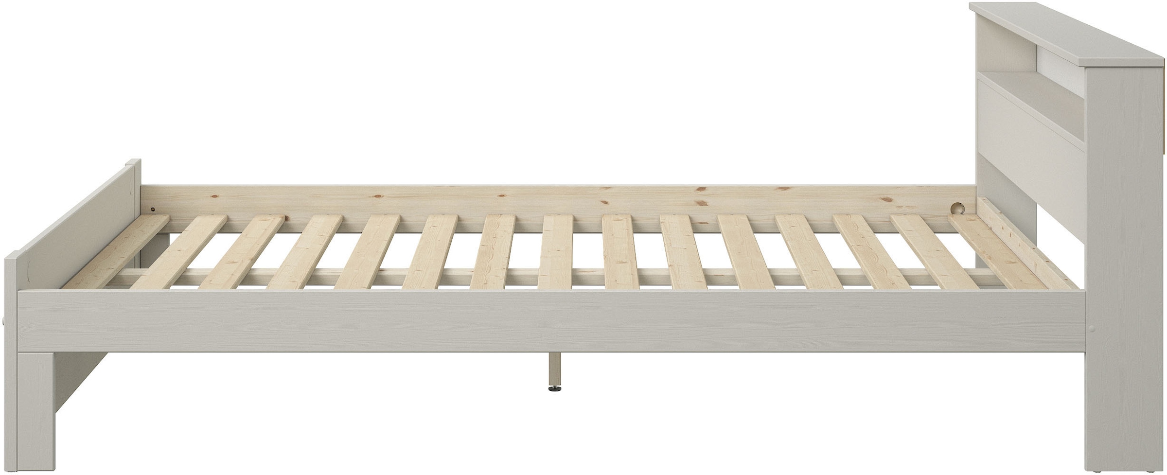 GOODproduct Lit en bois massif »FLAVION,  Jugendbett, Stauraum, FSC® zertifizierte Kiefer« Largeur : 90, 140, 180,  Produit de qualité, étagère, aspect cassette, tiroir en option