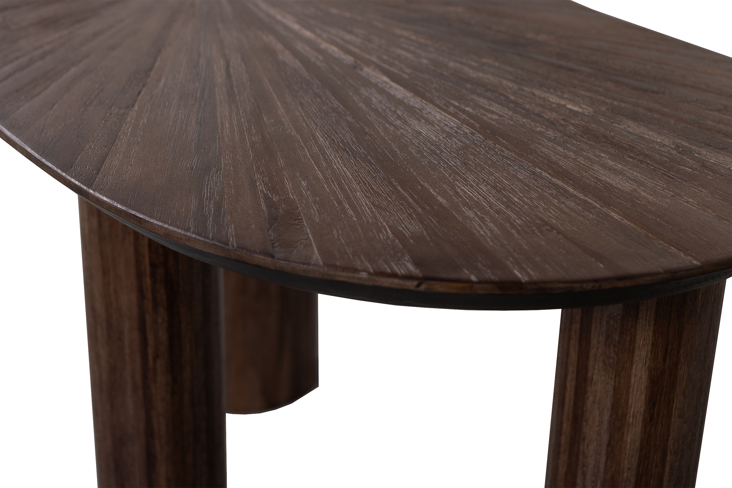 WOOOD Schreibtisch »Sun aus Teakholz mit organischer Form und Standfuss 150x62x76 cm« Einfach zu montieren, sichtbare Maserung