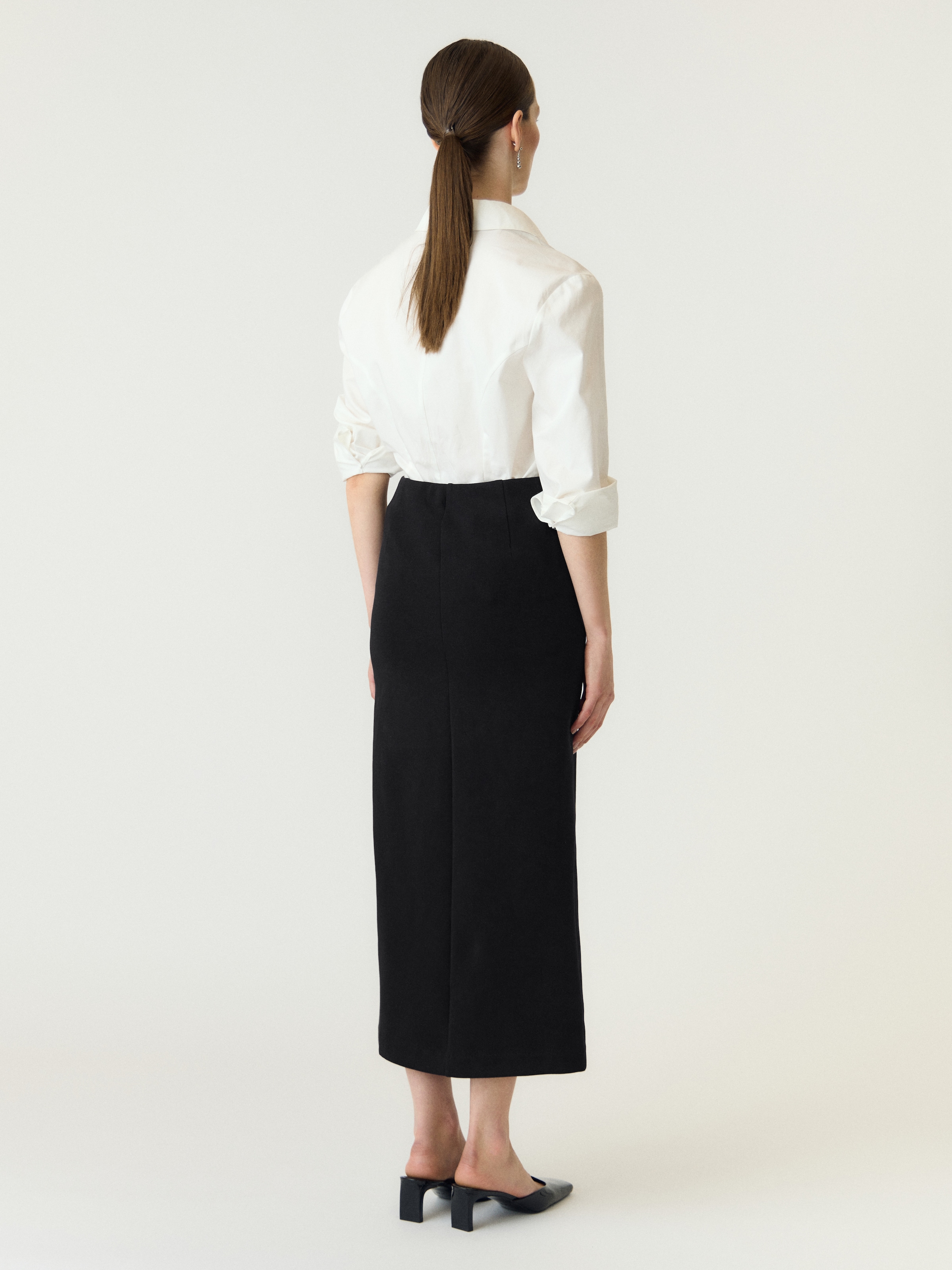 Y.A.S Maxi jupe »YASPINA HW LONG SKIRT NOOS« mélange de coton, taille haute