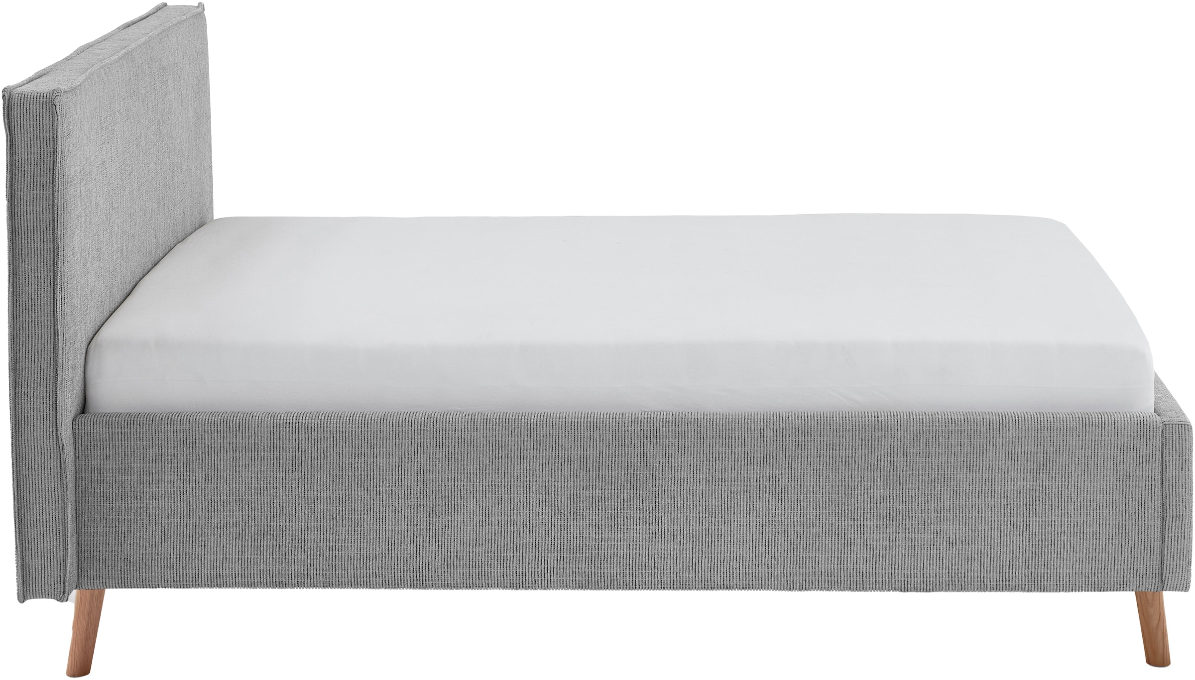 meise.möbel Polsterbett »Riva« mit eichefarbigen Holzfüssen, wahlweise mit Bettkasten und Lattenrost