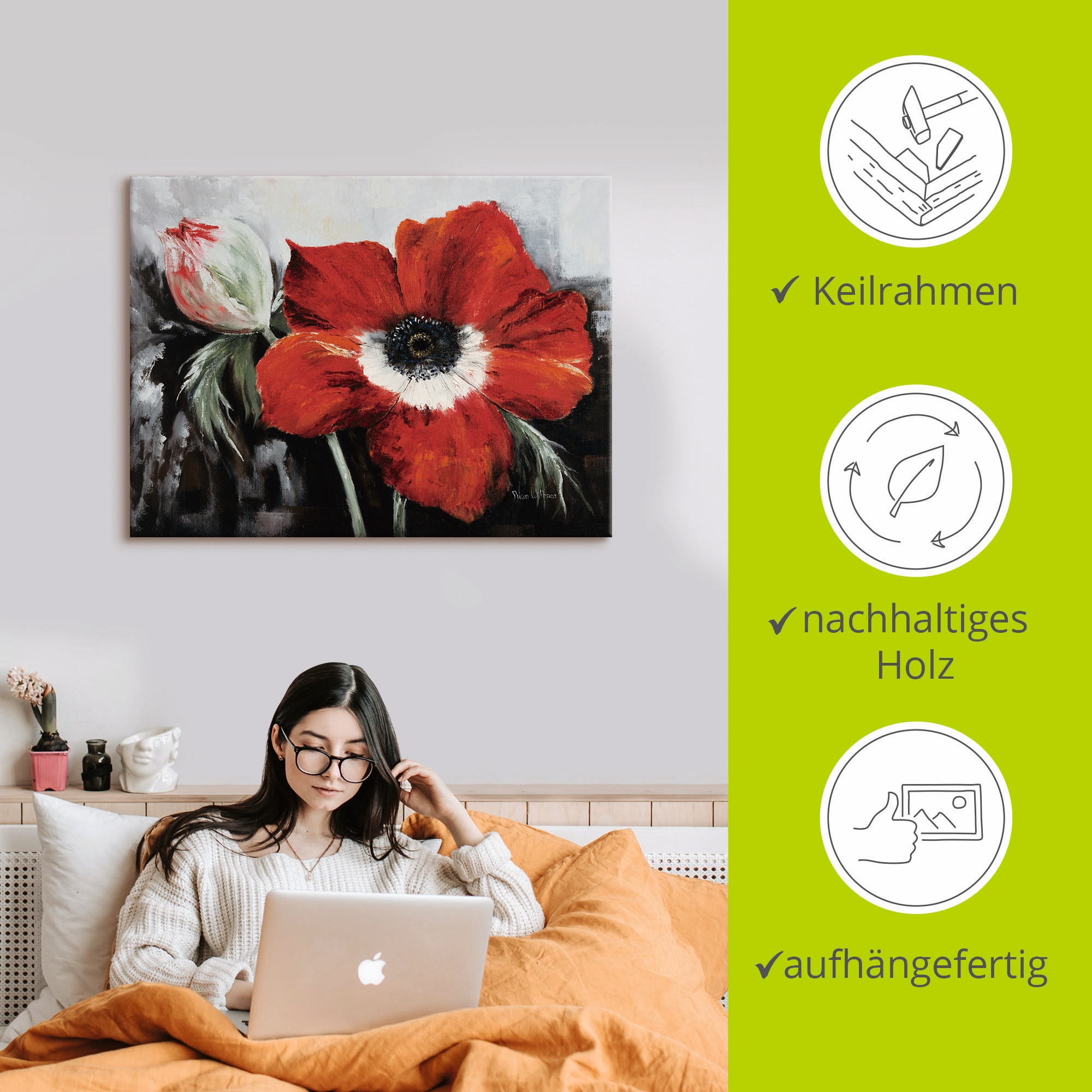 Artland Leinwandbild »Mohnblumen in voller Blüte« 1 Stk. tlg. auf Keilrahmen gespannt