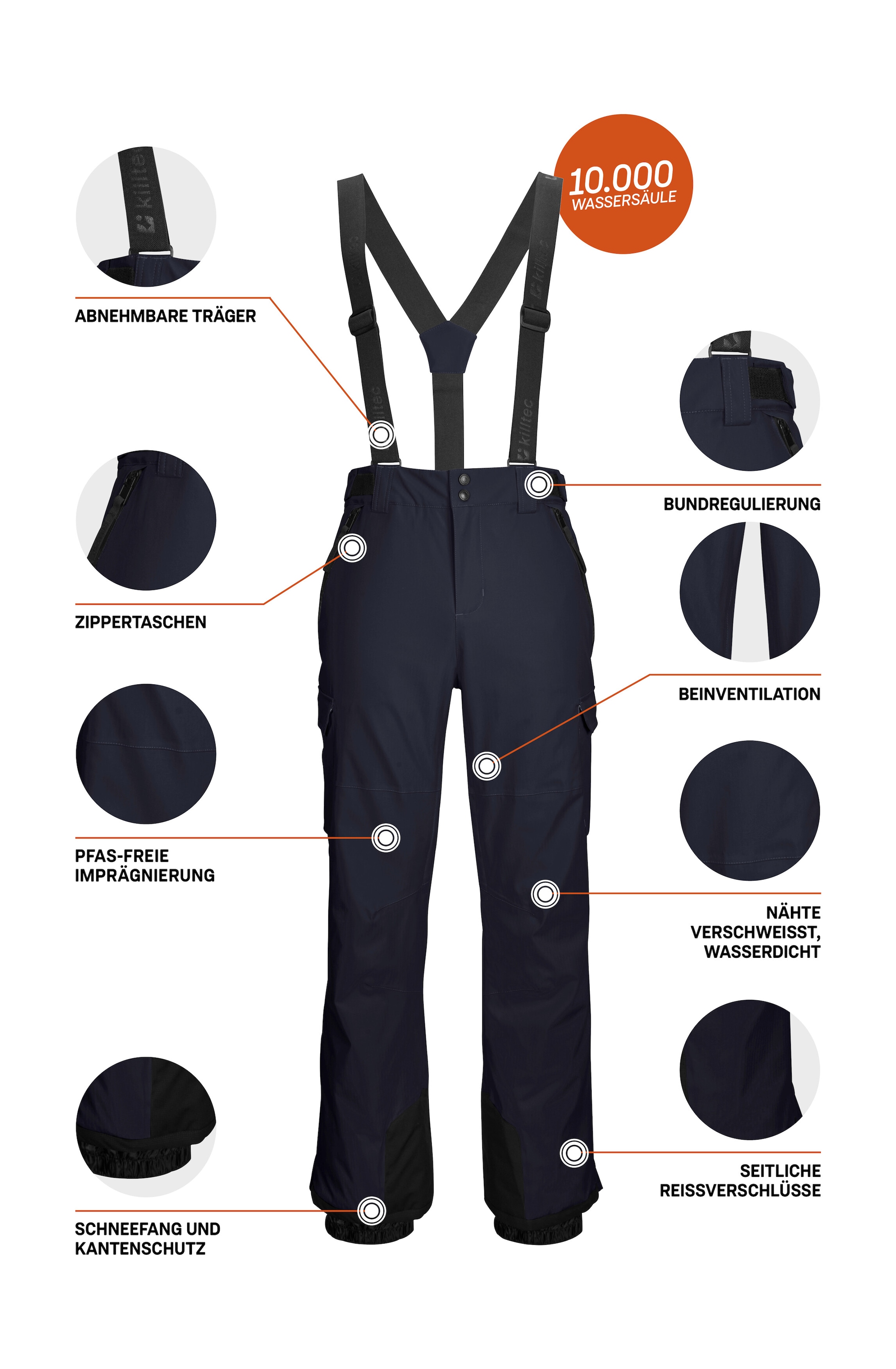 Killtec Skihose »KSW 83 MN SKI PNTS«  Wasserdichte Skihose mit abnehmbaren Trägern und Schneefängen