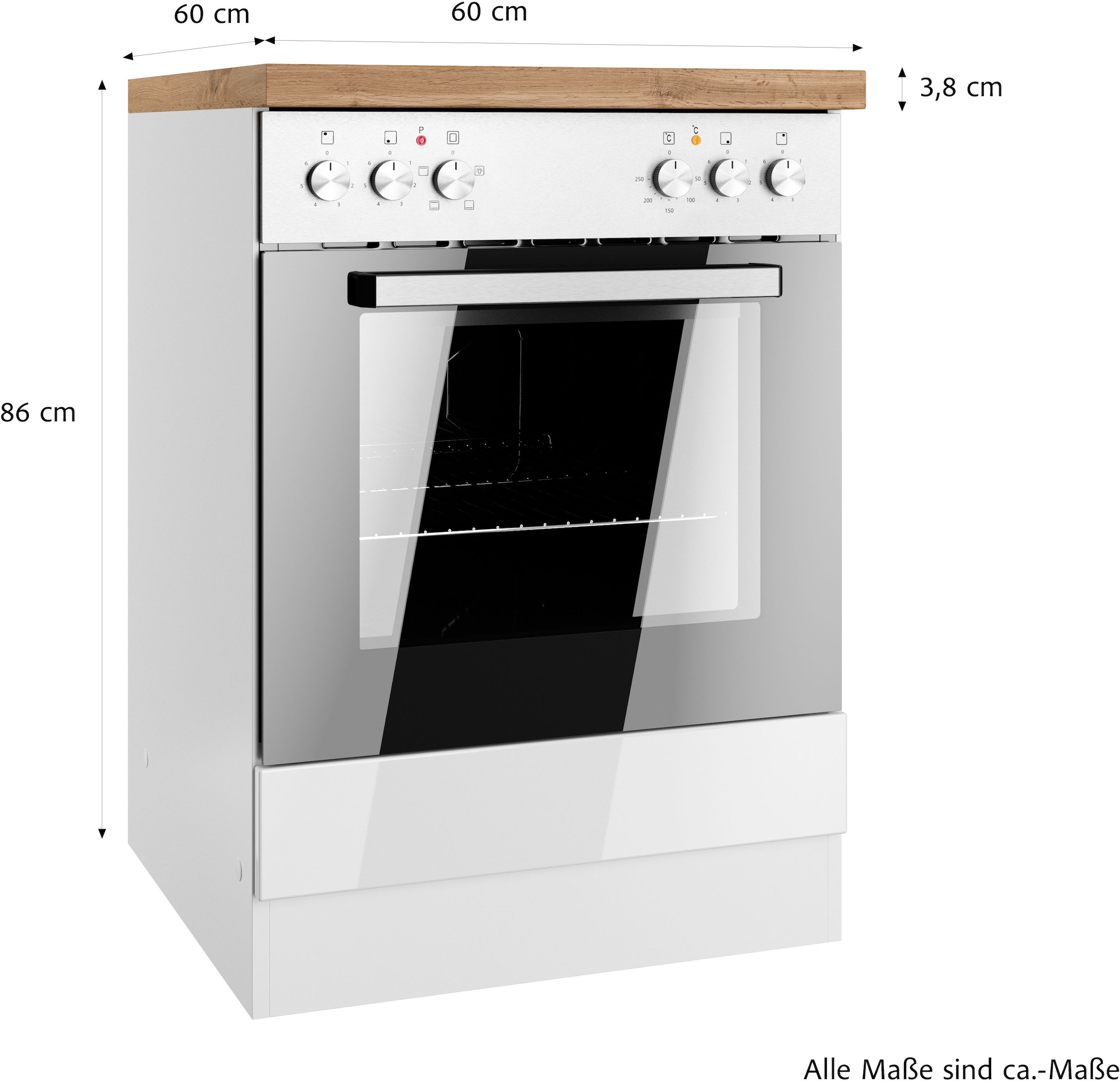 KOCHSTATION Armoire encastrée pour cuisinière »KS-Virginia,neu in verbesserter Ausführung« Espace de rangement,  largeur 60 cm, hauteur 85 cm, niche pour poêle L/H/P : 56/59/55 cm