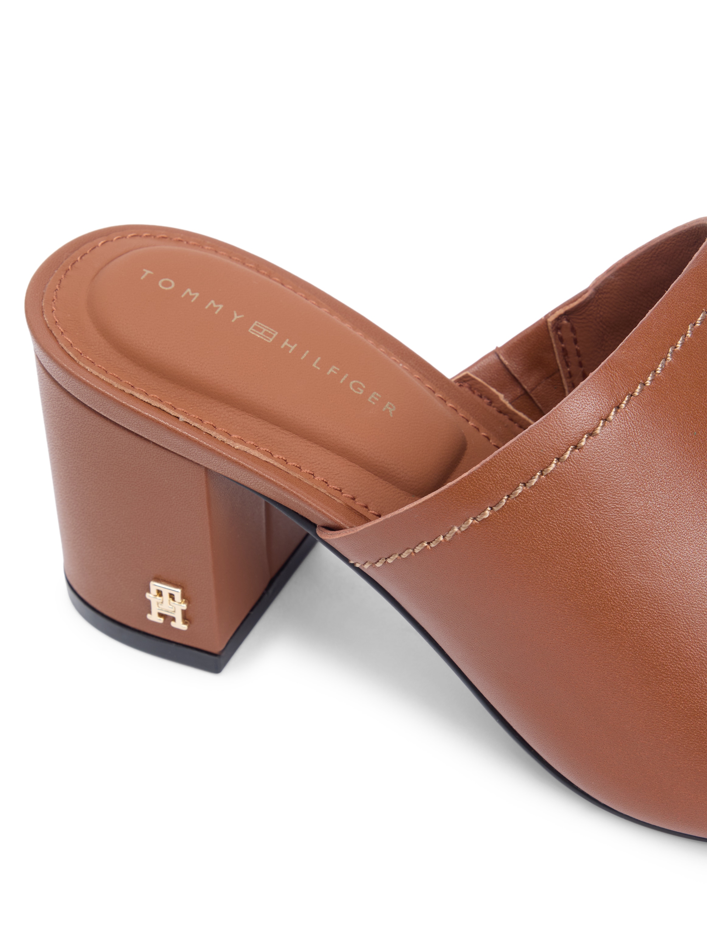 Tommy Hilfiger Pantolette »TH BLOCK HEEL MULE LTH«  Chaussure d’été, chaussure business avec bride douce