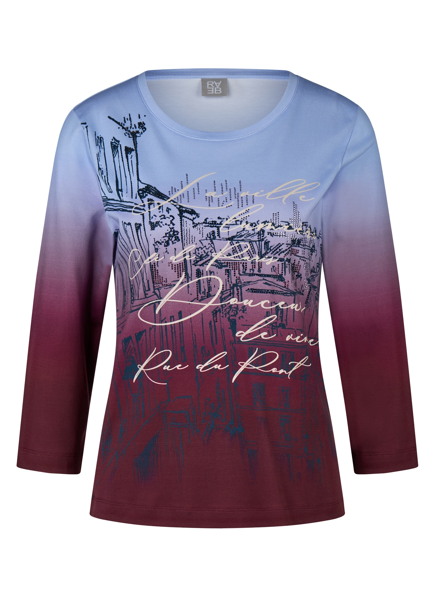 Rabe T-shirt à manches 3/4 Avec dégradé de couleurs et imprimés