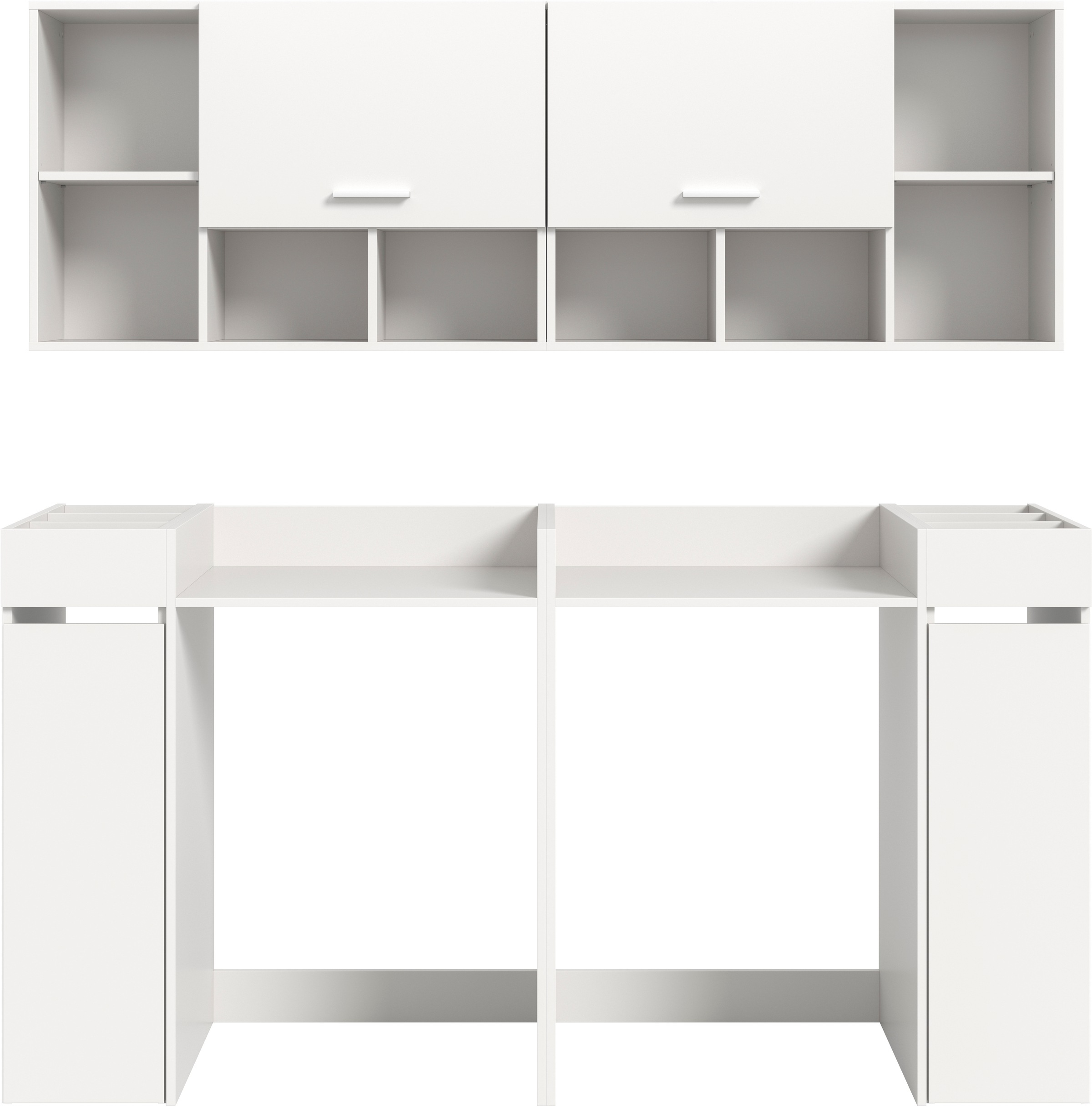 welltime Ensemble de meubles de salle de bain »FALAS,  6-teilig, Hauswirtschaftsraum Set, Breite 190 cm« Ensemble, 2 meubles pour machine à laver, 2 étagères, 2 armoires murales, 6 cuis tlg.