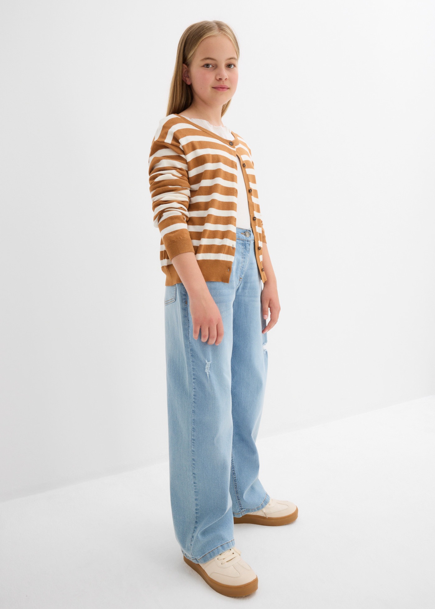 bonprix Jeans large coupe décontractée, taille mi-haute, avec style cinq poches