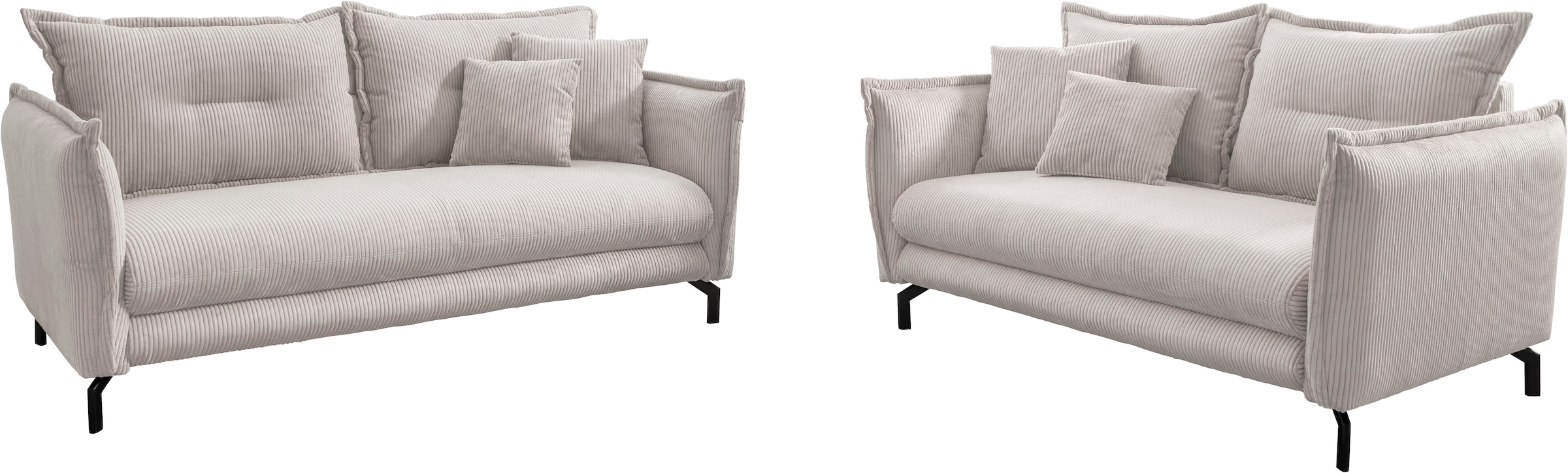 Home affaire Groupe de sièges »LAVA modern und elegant, aktuelle Kissenoptik« 3-Sitzer und 2-Sitzer, 2 pièces tlg. Armlehnen verstellbar