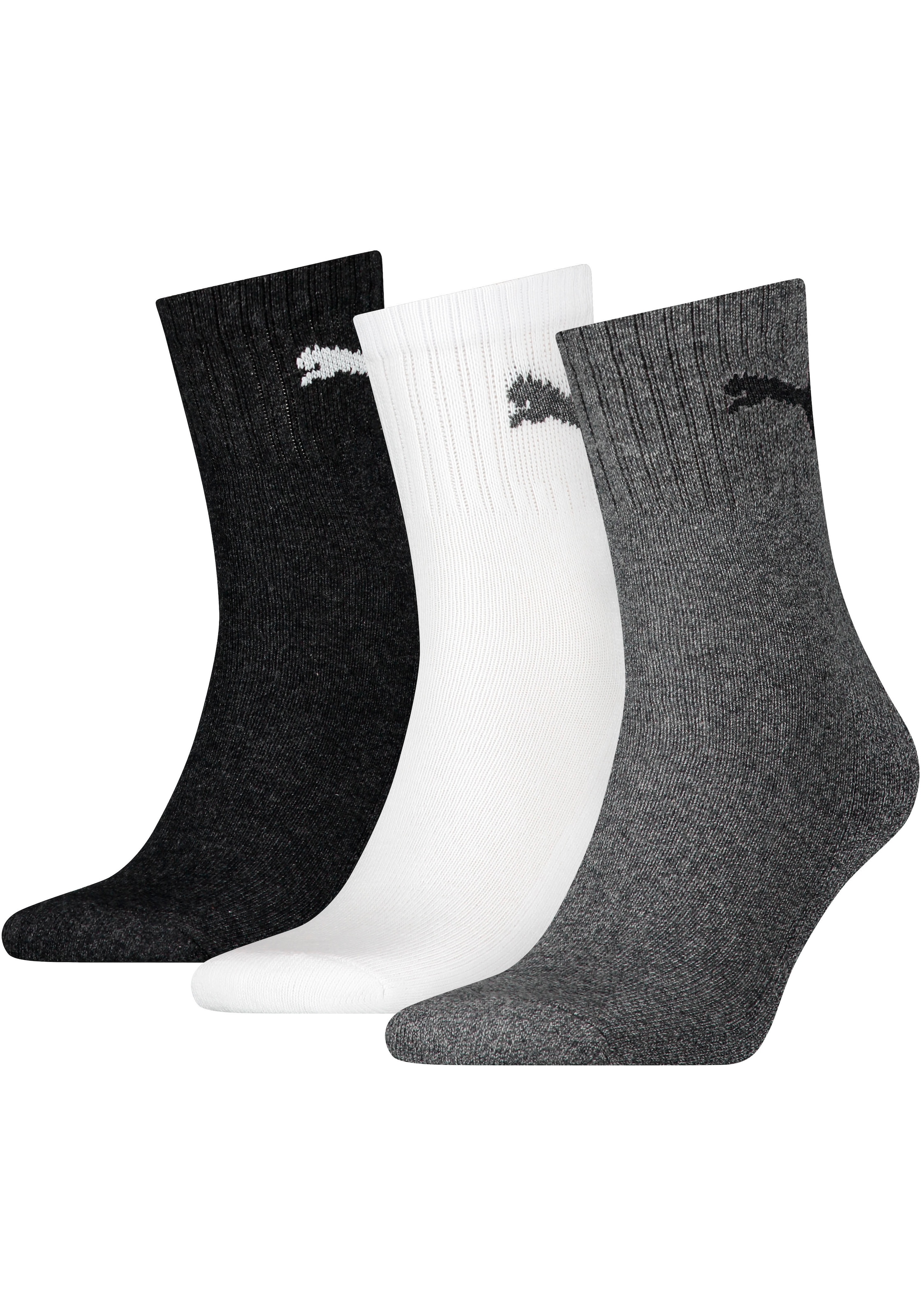 PUMA Sportsocken »short crew« 3 Stk. tlg. gepolsterte Frottee-Sohle, atmungsaktiv