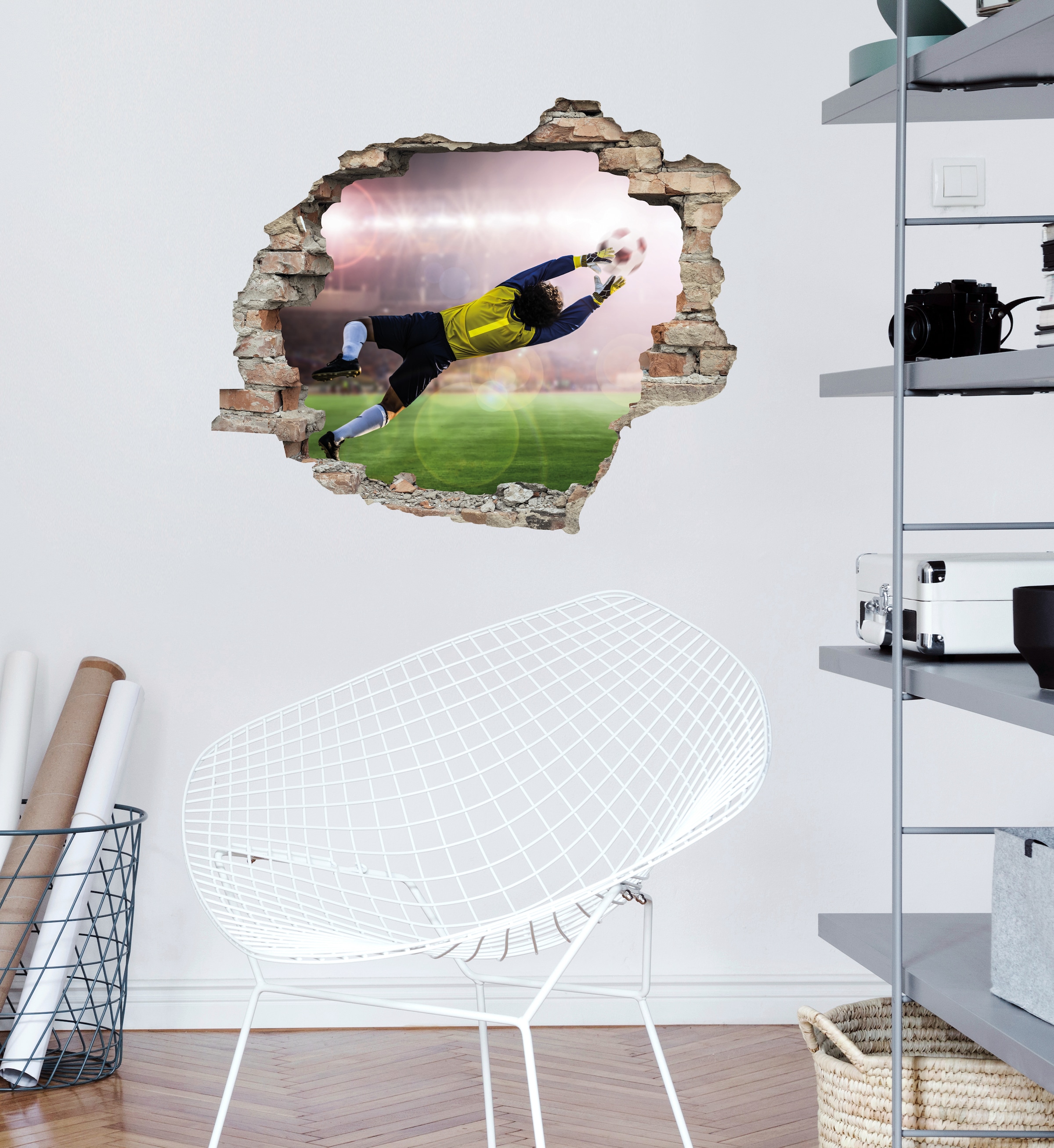 queence Wandtattoo »Torwart« Wandsticker, Wandbild, selbstklebend, 3D, Wanddurchbruch