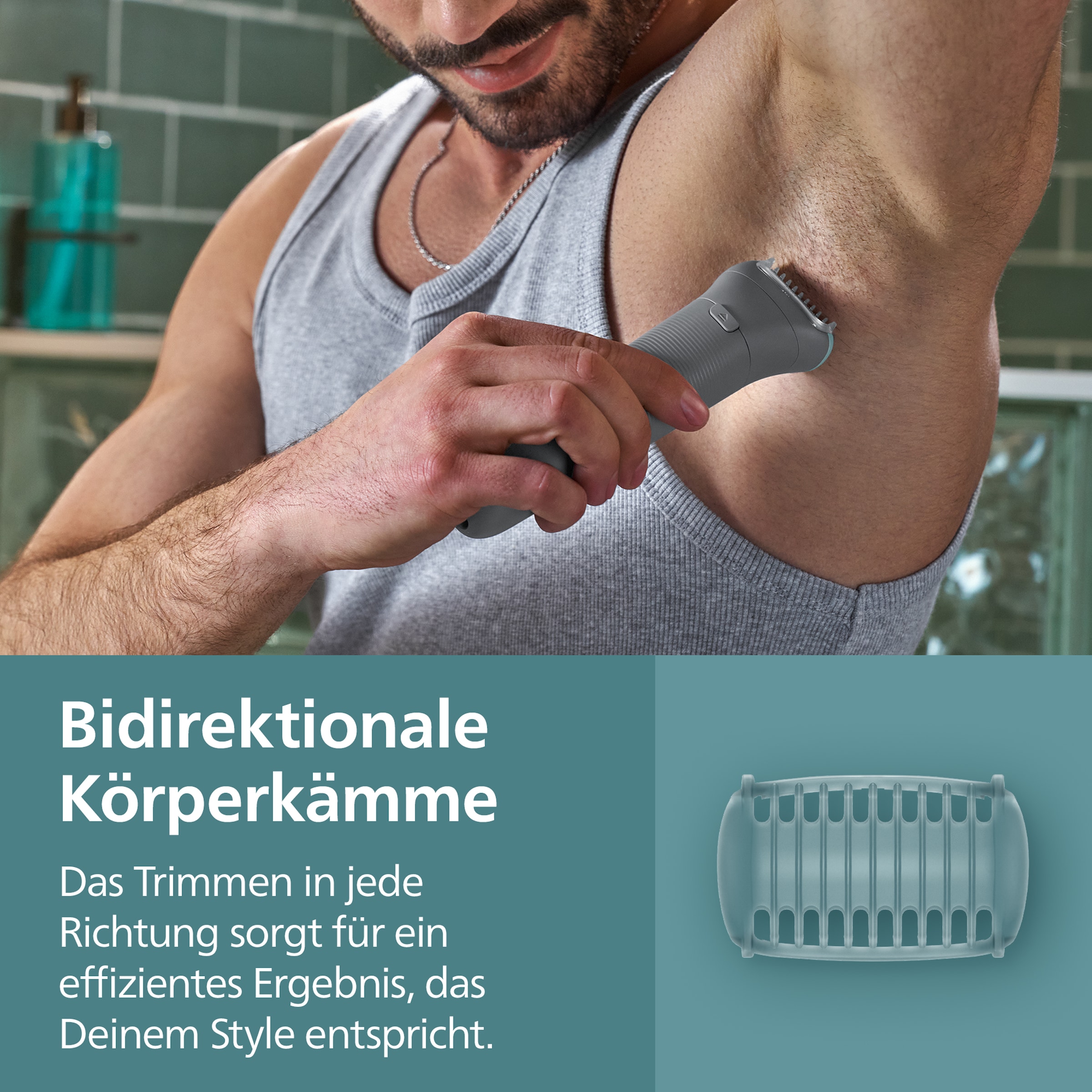 Philips Elektrokörperrasierer »Serie 3000 BG3485/15« 3 Stk. Aufsätze mit Triple Protect-Rasiersystem, wasserfest, inkl. Aufbewahrungstasche