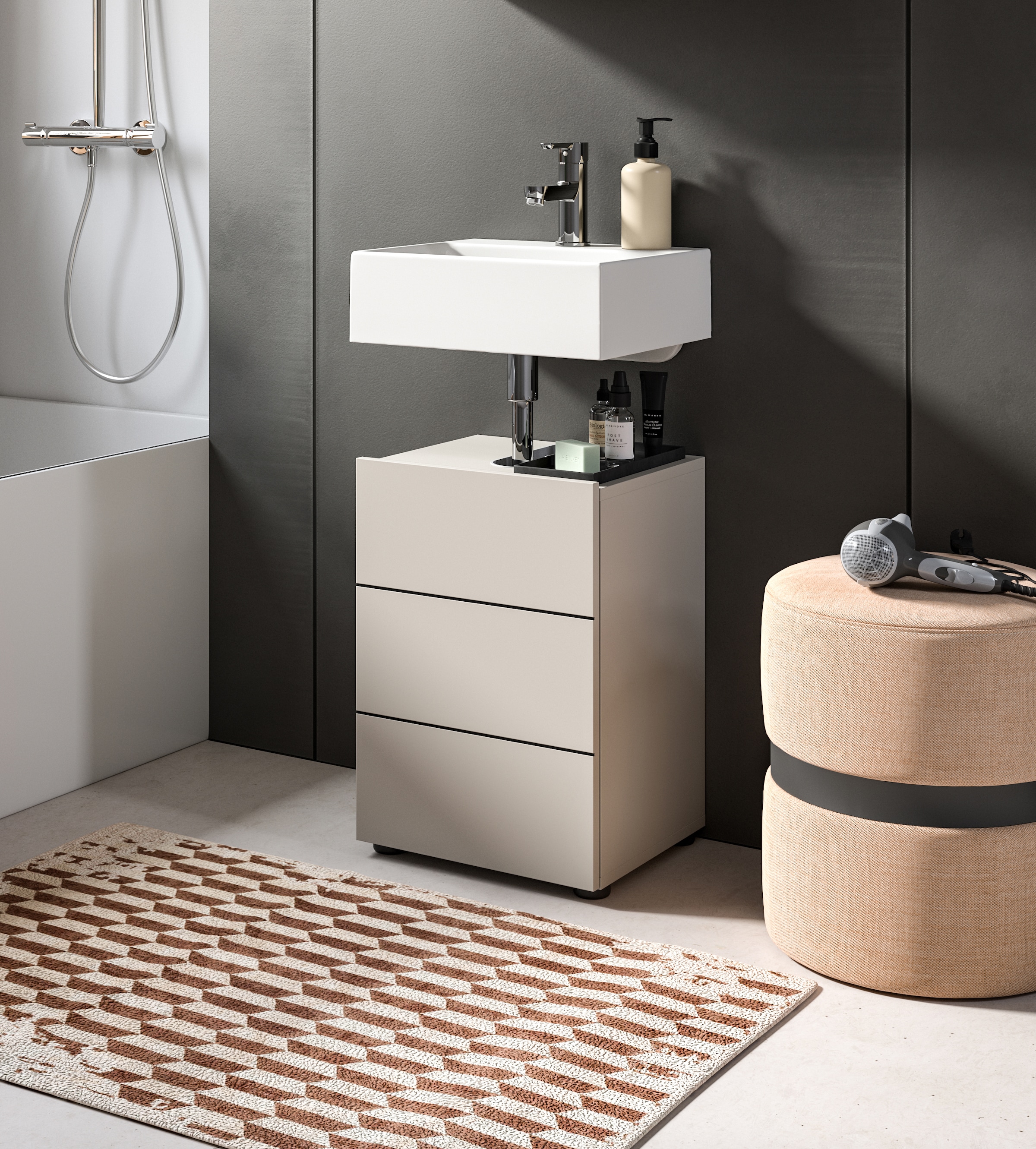 welltime Waschbeckenunterschrank »BIEL, Breite: 38 cm, 1 Tür, 2 Fächer, Siphonausschnitt« 1 Stk. tlg. Waschbeckenunterschrank, Unterschrank, WBU, Badezimmer, Bad