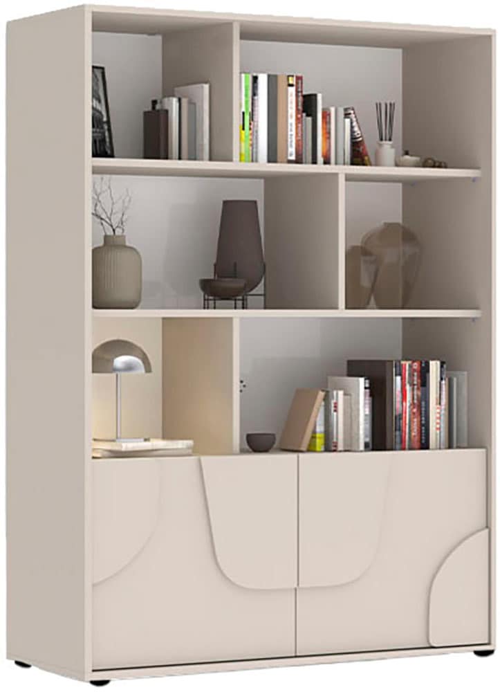 INOSIGN Highboard »Stone, H 155/141, B 105 cm, 2 Türen, 6 offene Fächer, Regal-Schrank« 3D-Design, Push-to-open, Stauraum dekorativ & praktisch, Füsse wählbar