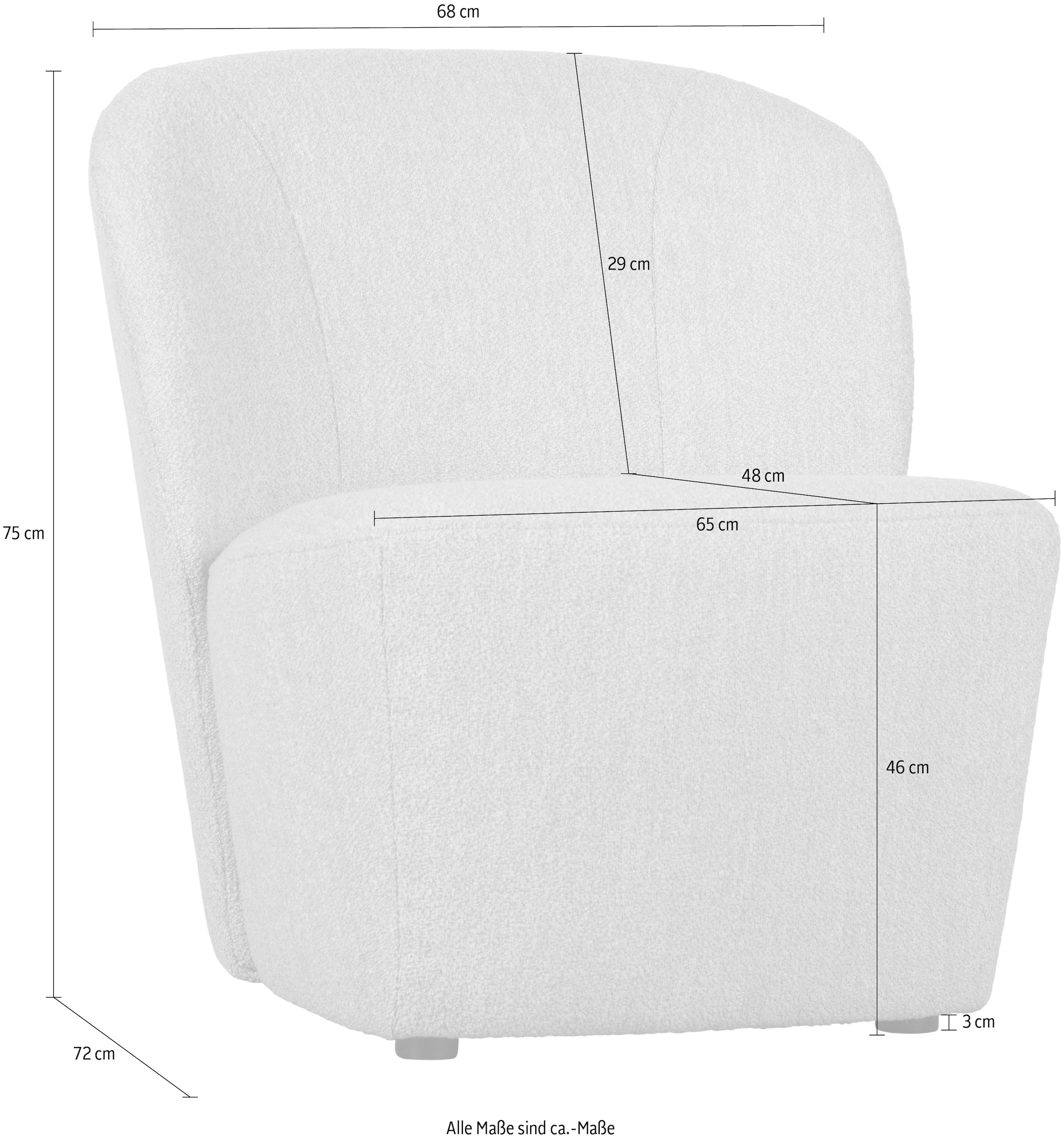 WOOOD Fauteuil lounge »Lofty mit Bouclé-Bezug und Hartholzrahmen B 68 x T 72 x H 75 cm« Haute résistance à l'usure, hauteur d'assise 42 cm, coussin dorsal séparé
