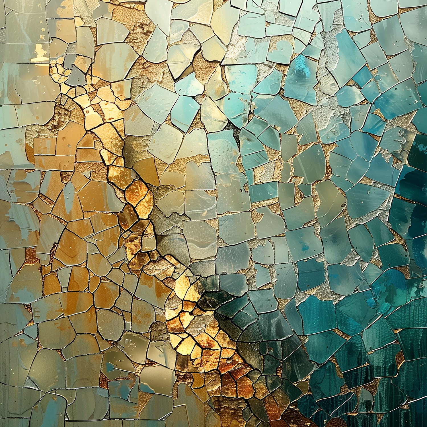 queence Tableau en verre acrylique »Goldenes Mosaik« Abstrait | Abstrait | Art | Formes | Tableau 1 cuis tlg. impression fine art de qualité galerie