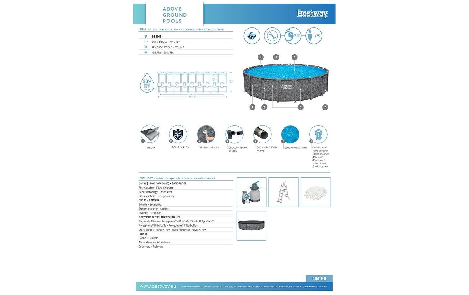 Bestway Framepool »APX365 610 x 132 cm«
