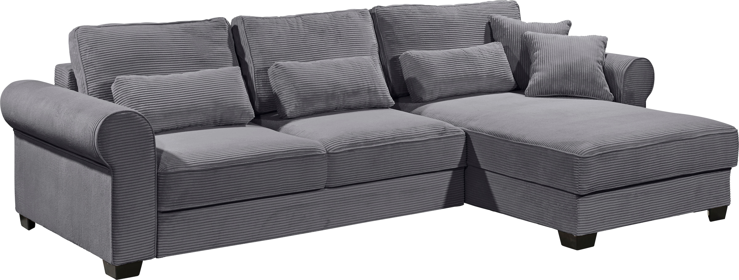 ED EXCITING DESIGN Ecksofa »Angelina L-Form« mit Bettfunktion, Bettkasten & 5 Zierkissen