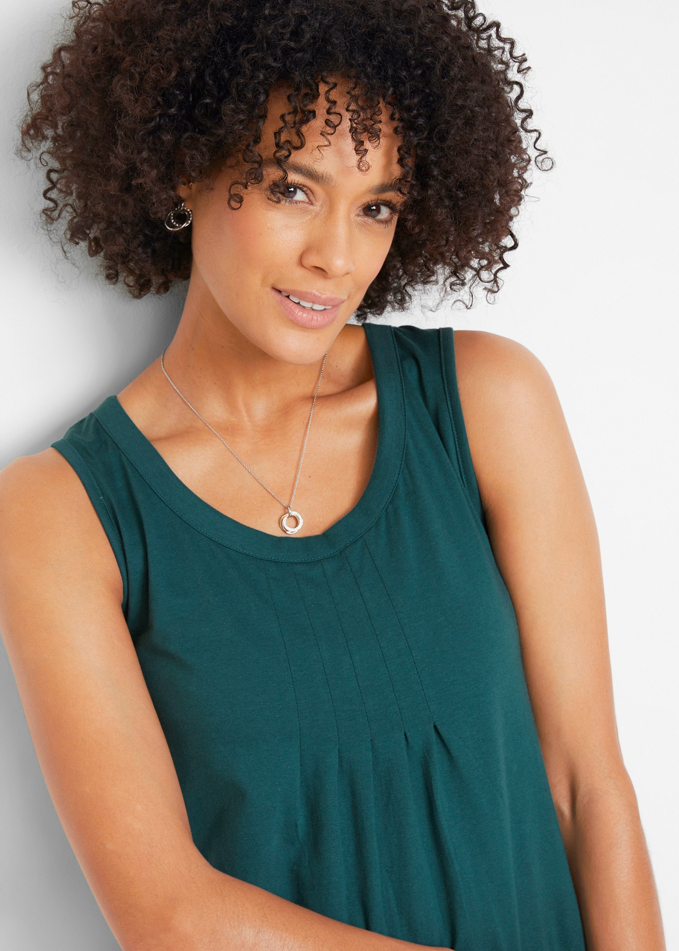 bonprix Top long »Long-Top« mit elegantem Faltendetail, lockere Passform, reine Baumwolle