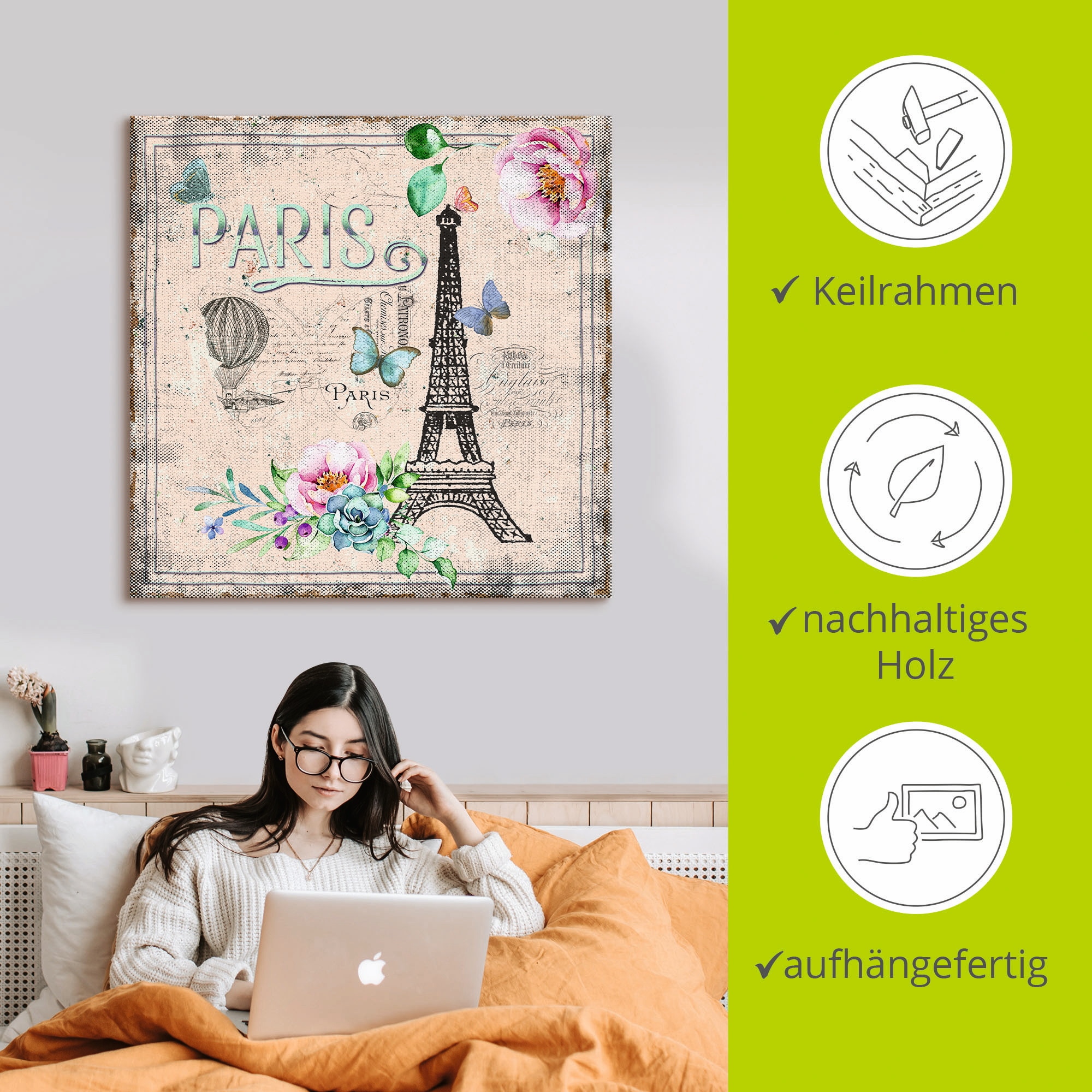 Artland Leinwandbild »Paris - meine Liebe« Gebäude 1 Stk. tlg. auf Keilrahmen gespannt
