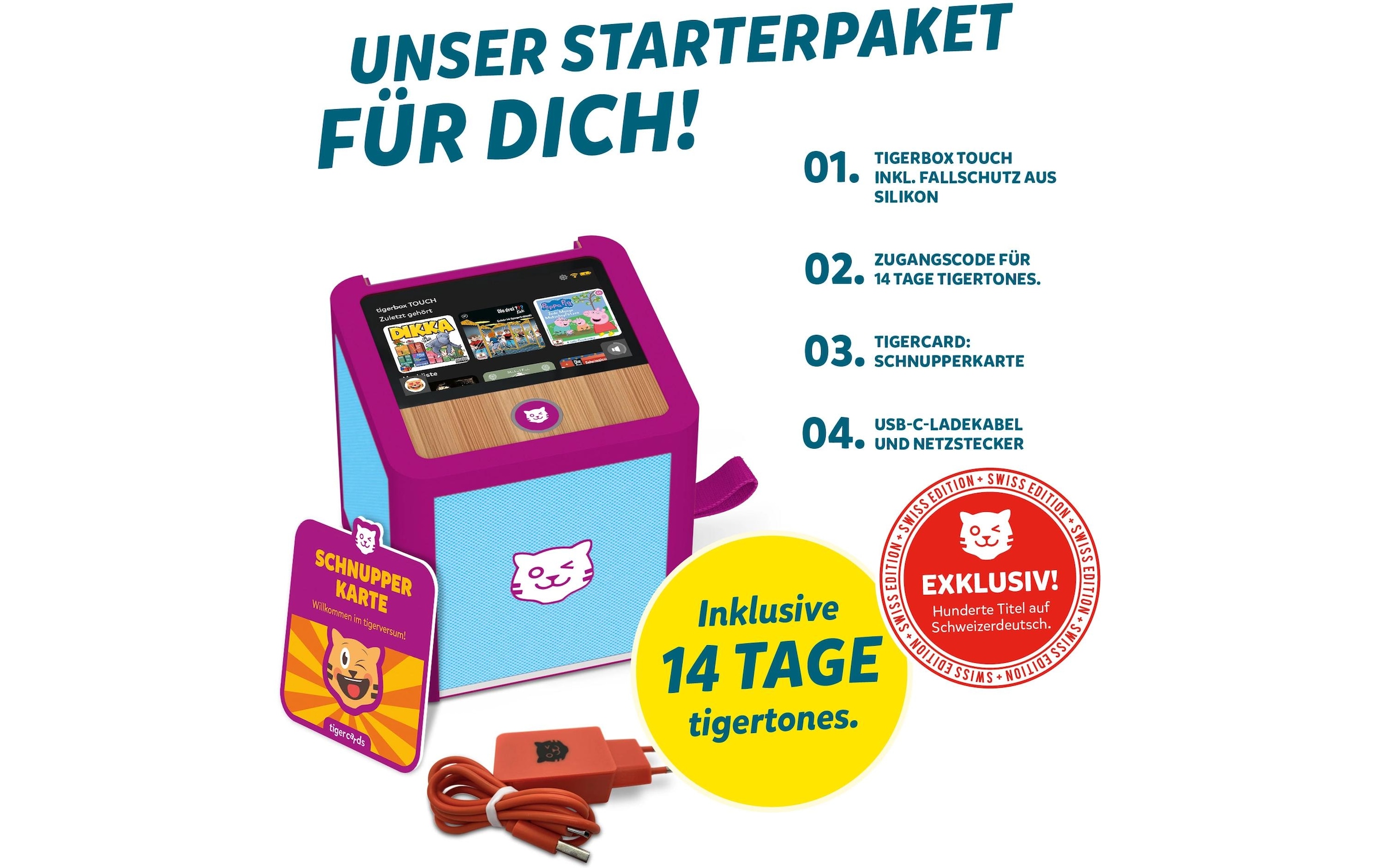 TigerMedia Hörspielfigur »Tigerbox Touch Plus Swiss Edition« Hörspiel-Box mit Touchdisplay