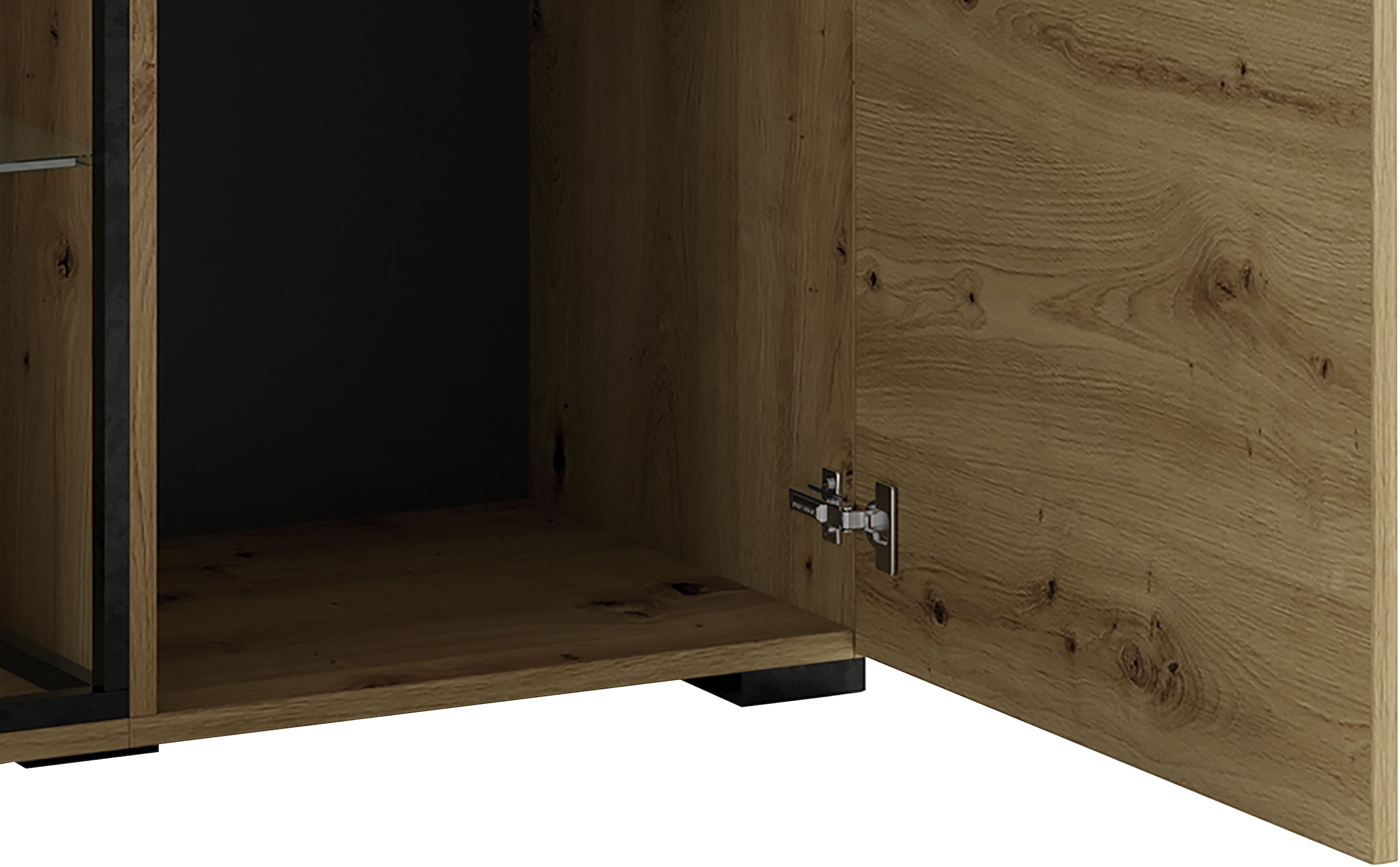 byLIVING Highboard »FRAME« Artisan Eiche, 9 Fächer, offene Fächer mit Glasböden im Metallrahmen