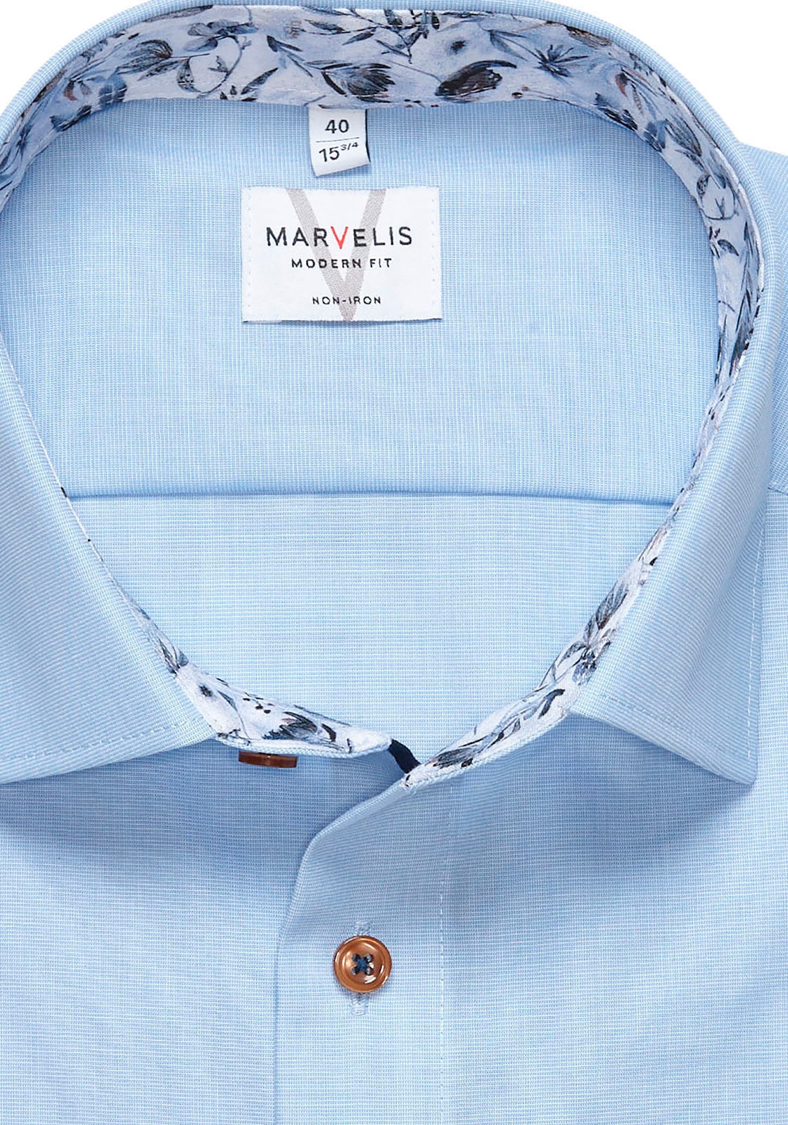MARVELIS Langarmhemd mit New-Kentkragen, modern fit, bügelfrei
