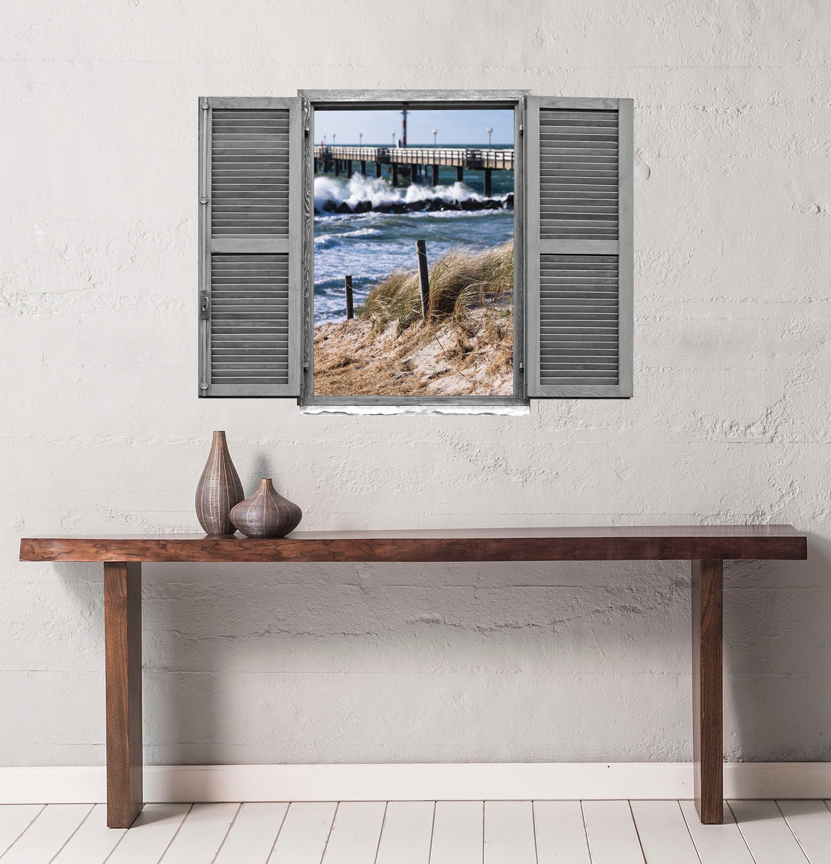 queence Autocollant mural »Küste« Wandsticker, Wandbild, selbstklebend, 3D, Fenster