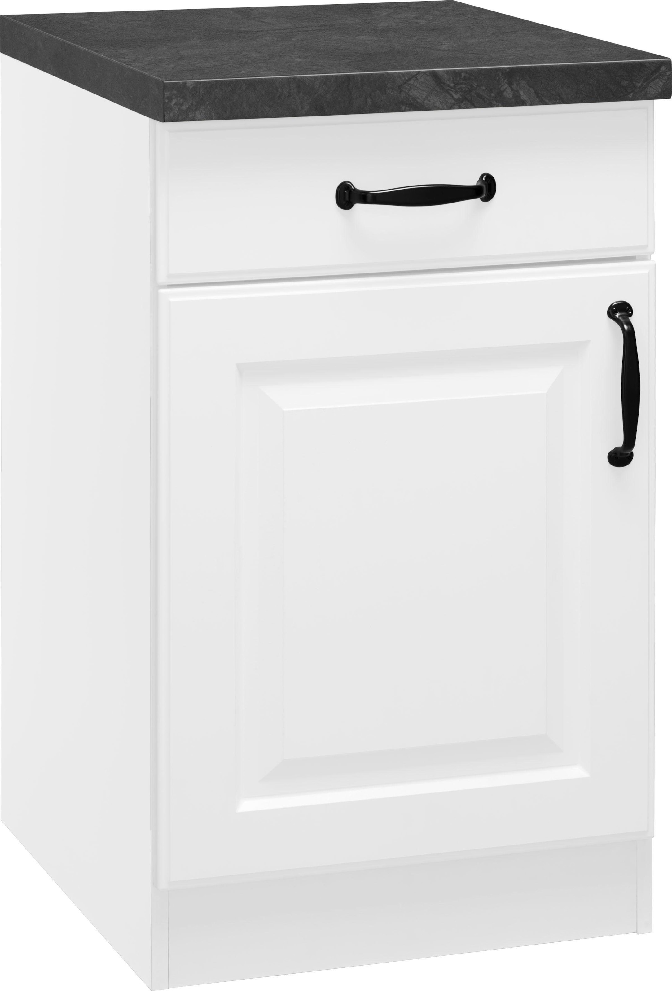 wiho Küchen Armoire basse »Erla« 50 cm de large avec façade à caissons, avec plan de travail