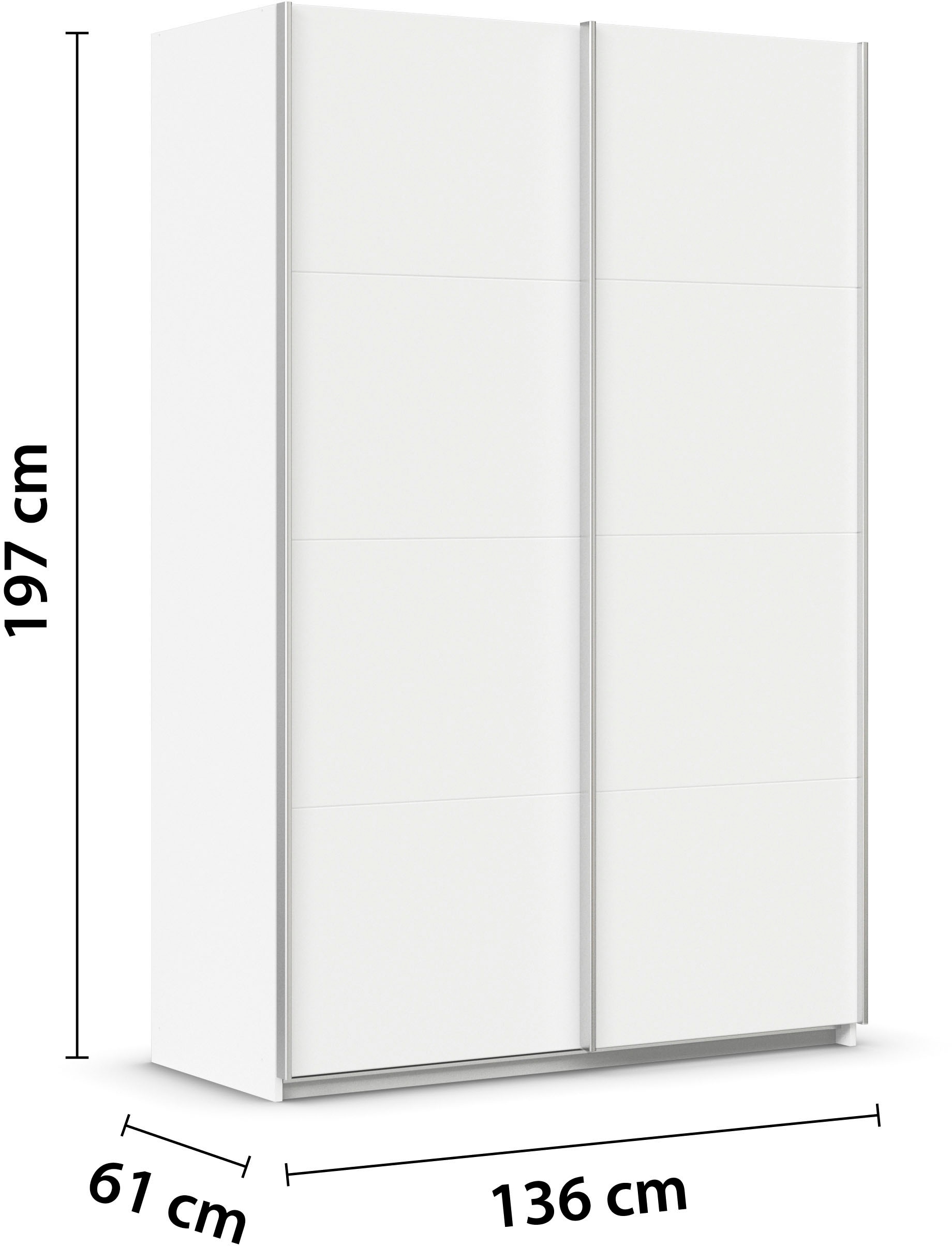 GOODproduct Schwebetürenschrank »Kleiderschrank Schrank Garderobe Schlafzimmerschrank THANOS« 3 verschiedene Ausstattungen BASIC/CLASSIC/PREMIUM (inkl. SOFT-CLOSE),  Optional mit Spiegel, Metall-Griffleisten alufarben MADE IN GERMANY
