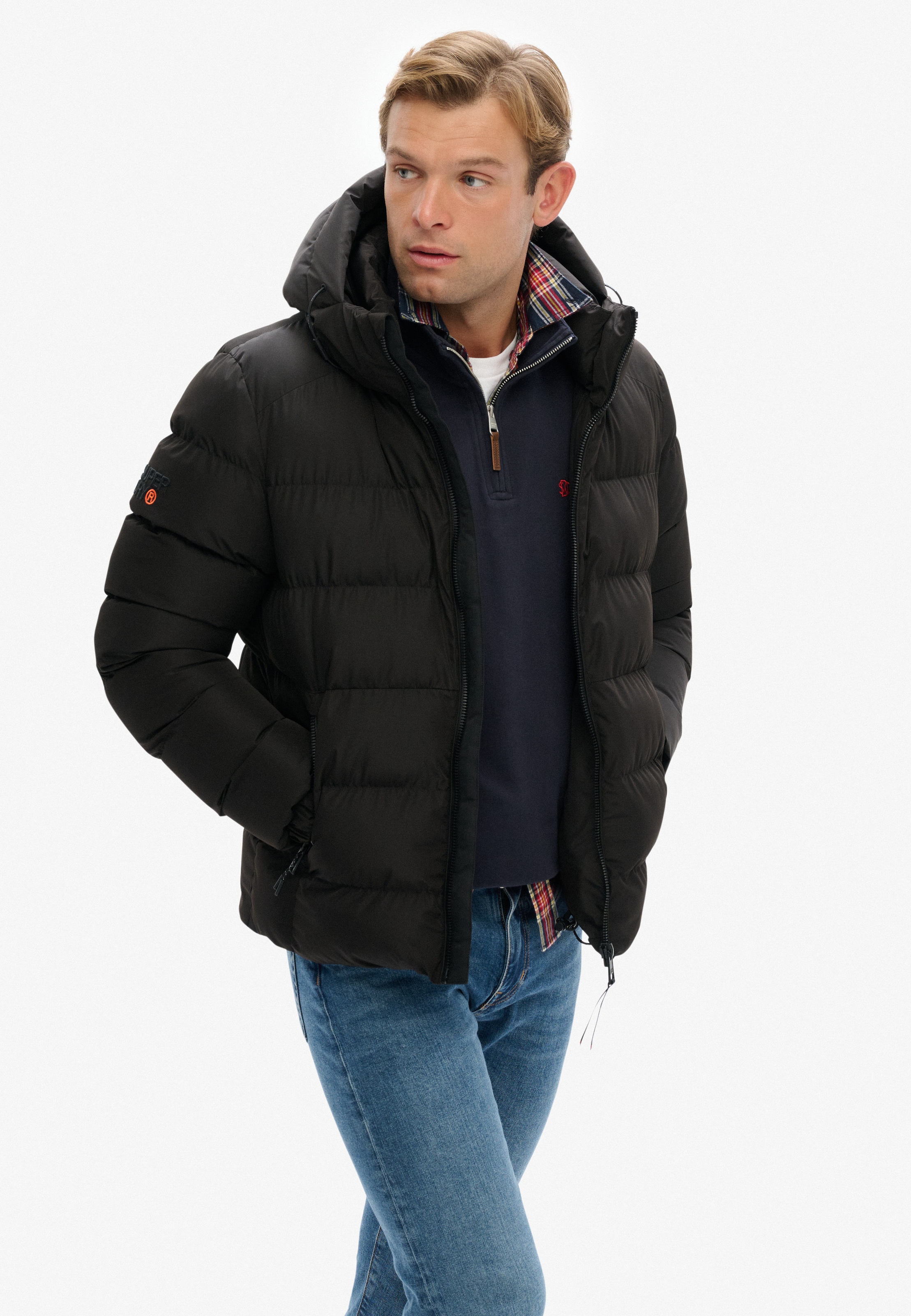 Superdry Steppjacke »HOODED SPORTS PUFFER JACKET« mit Kapuze