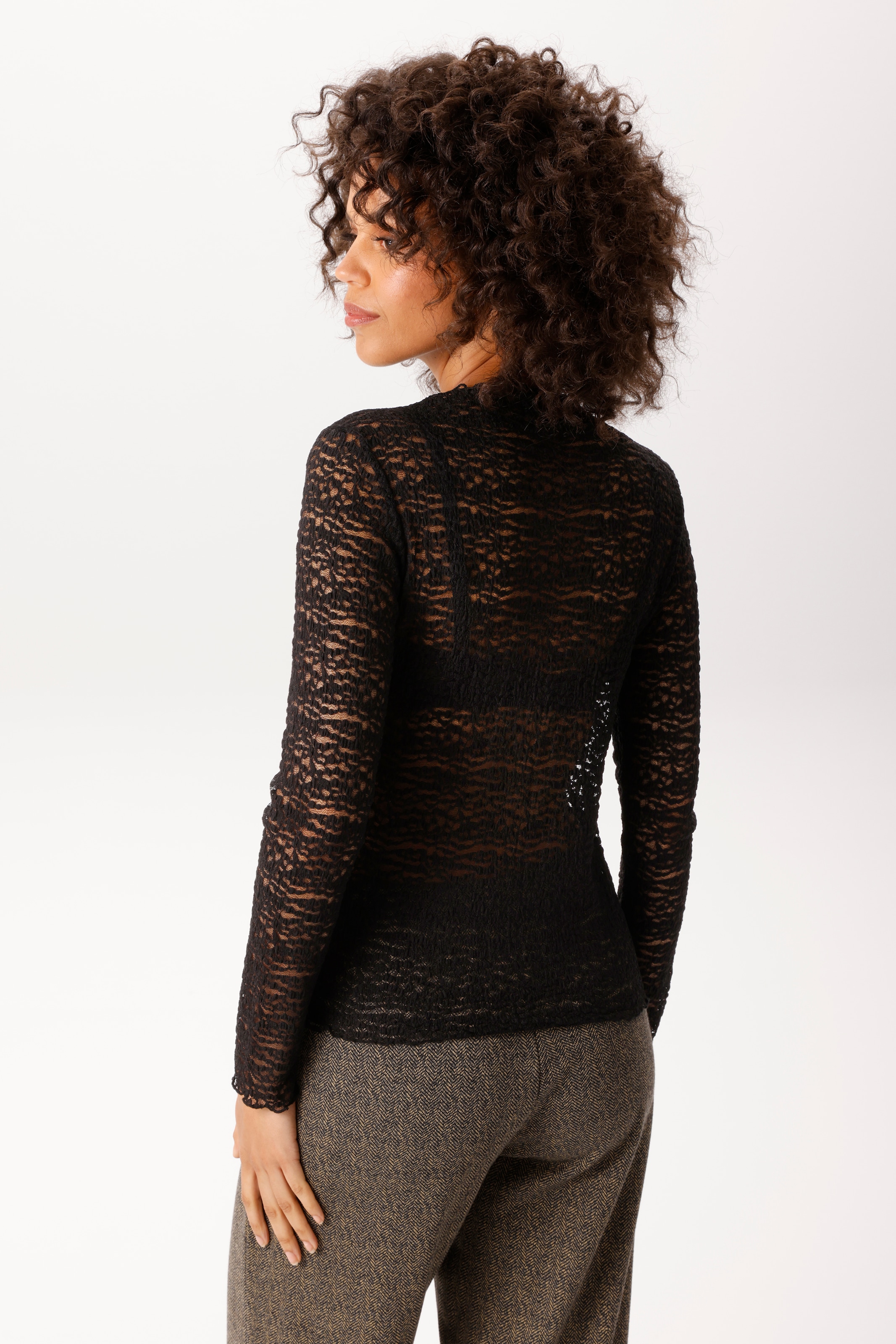 Aniston CASUAL T-shirt à manches longues en dentelle transparente et élastique - NOUVELLE COLLECTION