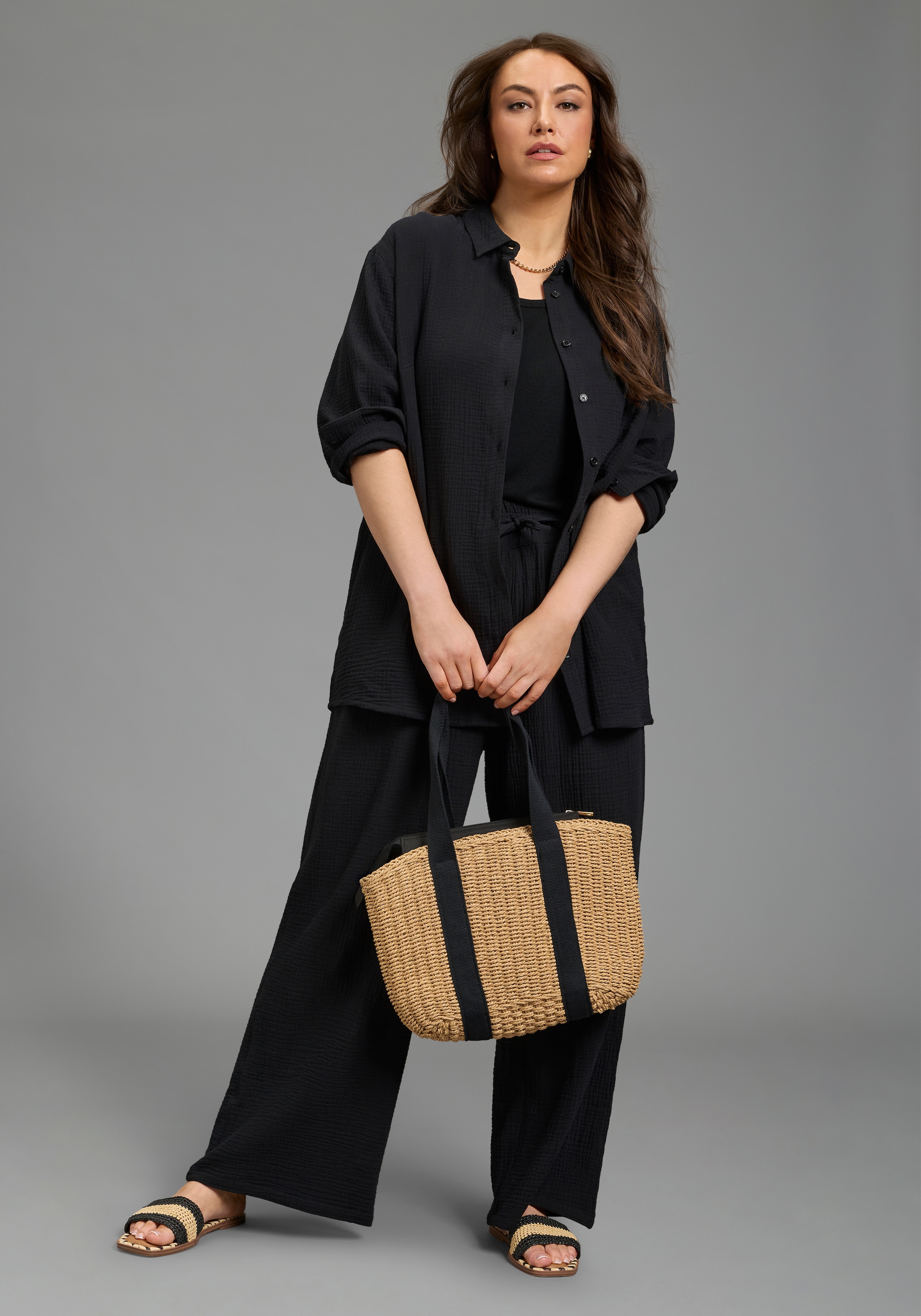 Laura Scott CURVE Hemdbluse aus angenehm weicher Strukturware