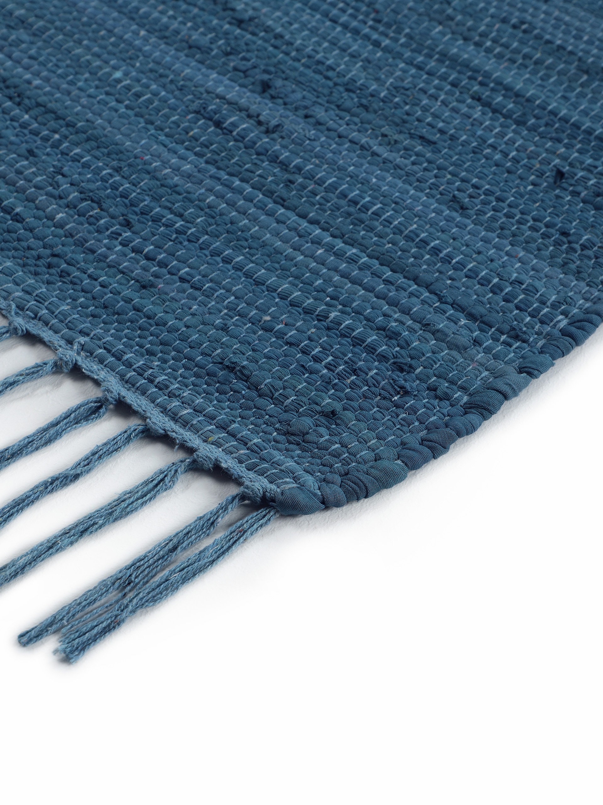 carpetfine Teppich »Kelim Chindi uni , auch als Läufer« rechteckig 5 mm Höhe Wendeteppich, reine Baumwolle, handgewebt, Uni-Farben, mit Fransen