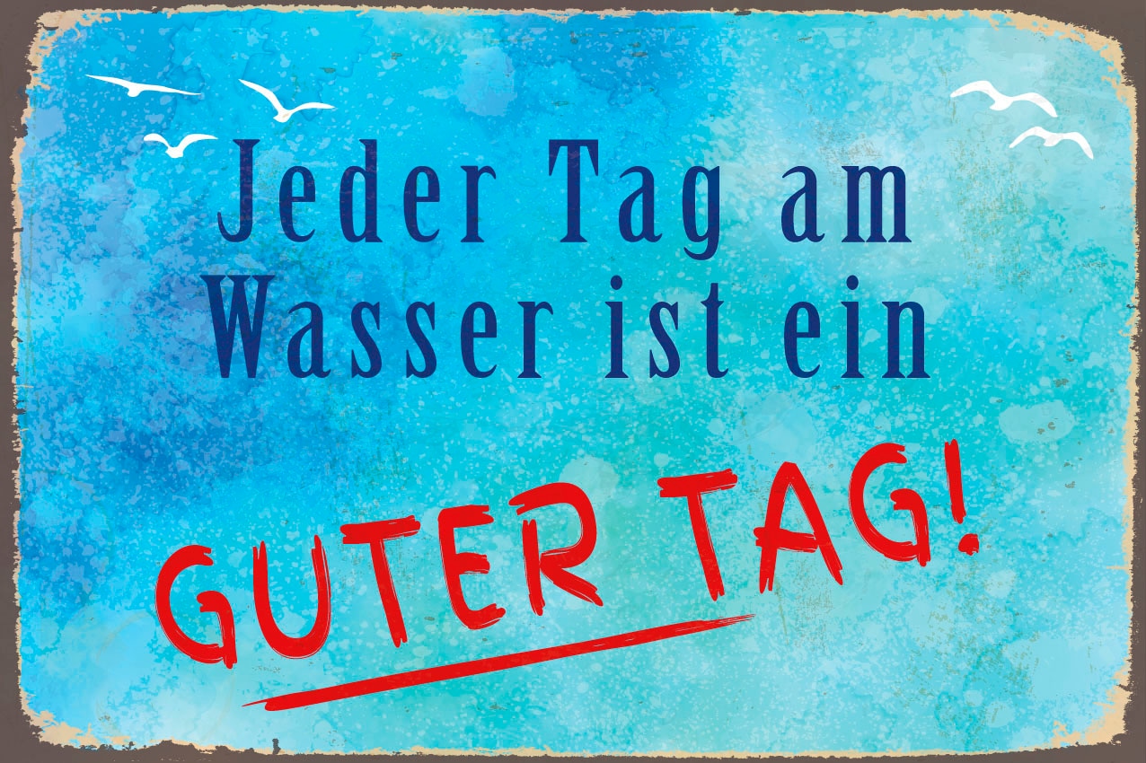 queence Metallbild »Guter Tag« Schriftzug | Schriftzüge 1 Stk. tlg. Stahlschilder