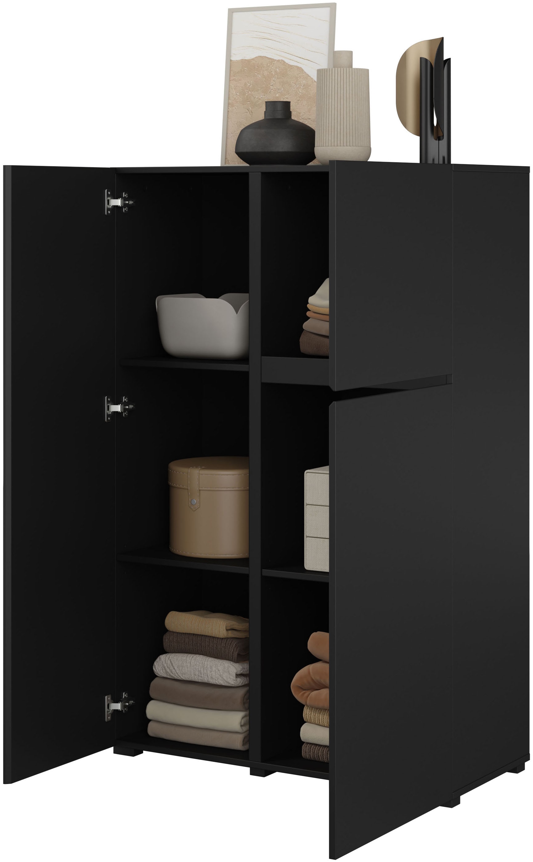 INOSIGN Highboard »Metric, Breite 92cm, moderne grifflose Hochkommode 3 Türen,Highboard« Hochschrank mit viel Stauraum, Einlegeböden verstellbar, Türkommode