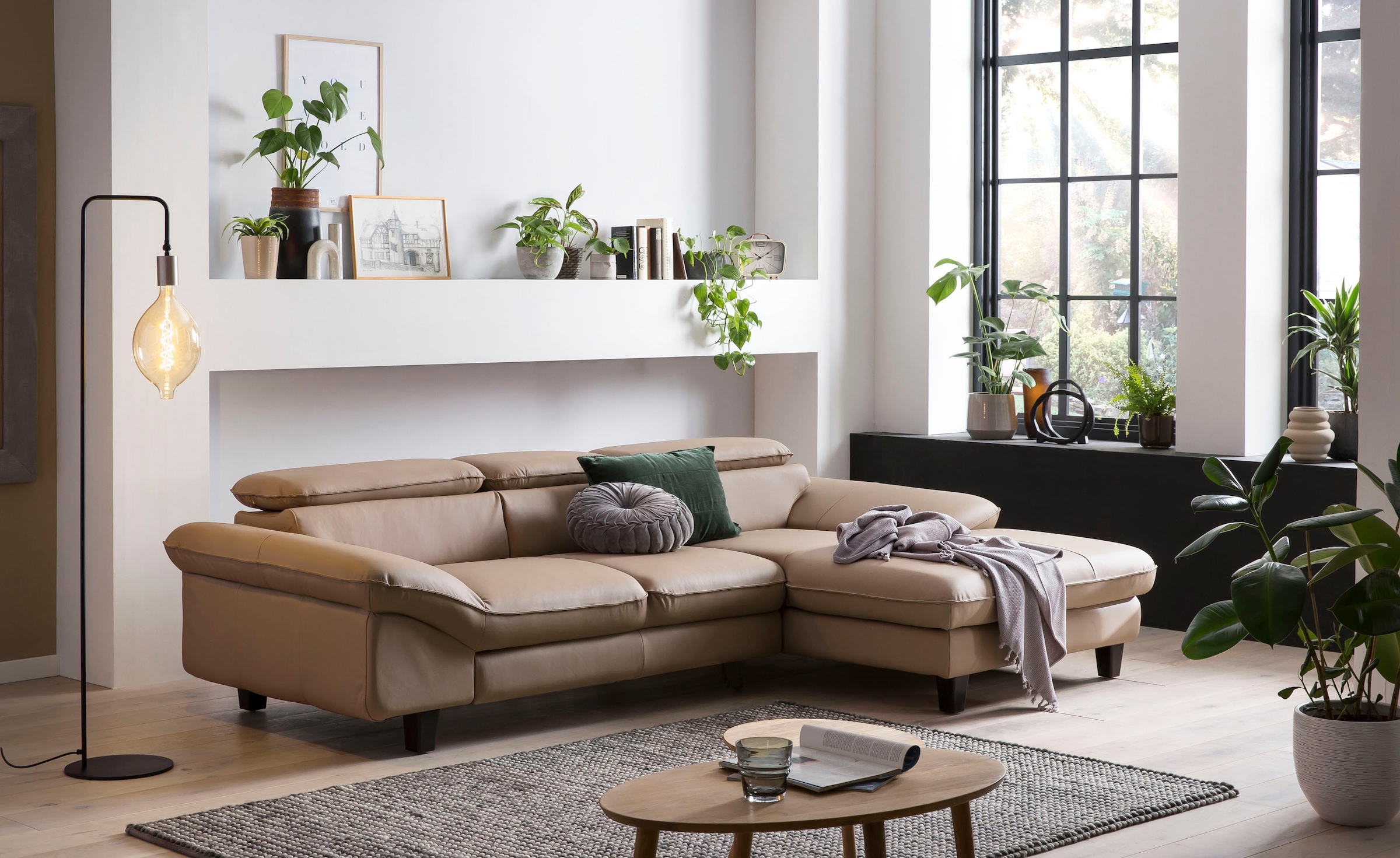 Home affaire Ecksofa »Pilot L-Form« mit Kopfteilverstellung, wahlweise mit Schlaffunktion & Bettkasten