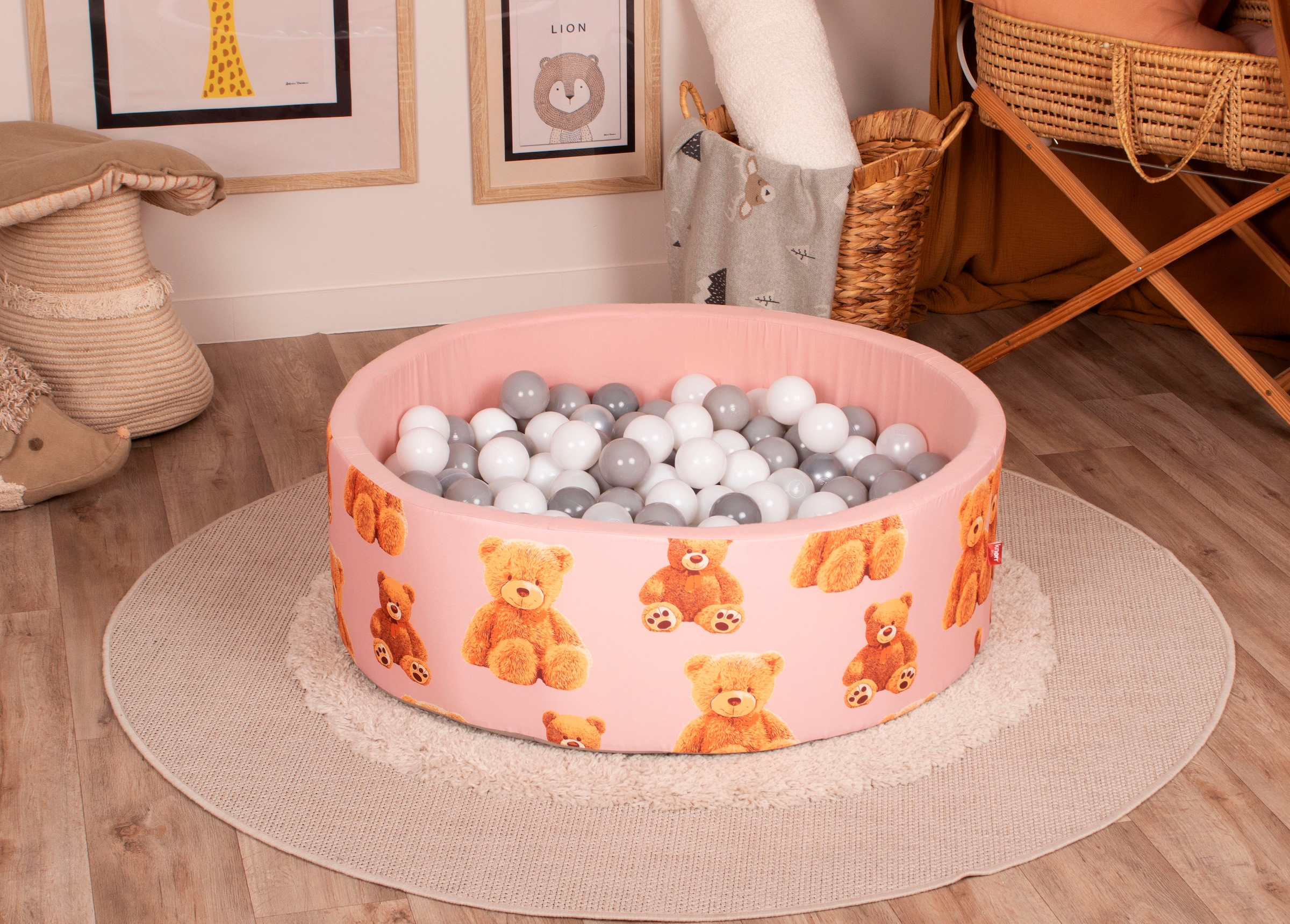 Knorrtoys® Bällebad »Soft, Teddy pink« mit 150 Bällen grey/white/transparent; Made in Eurpe